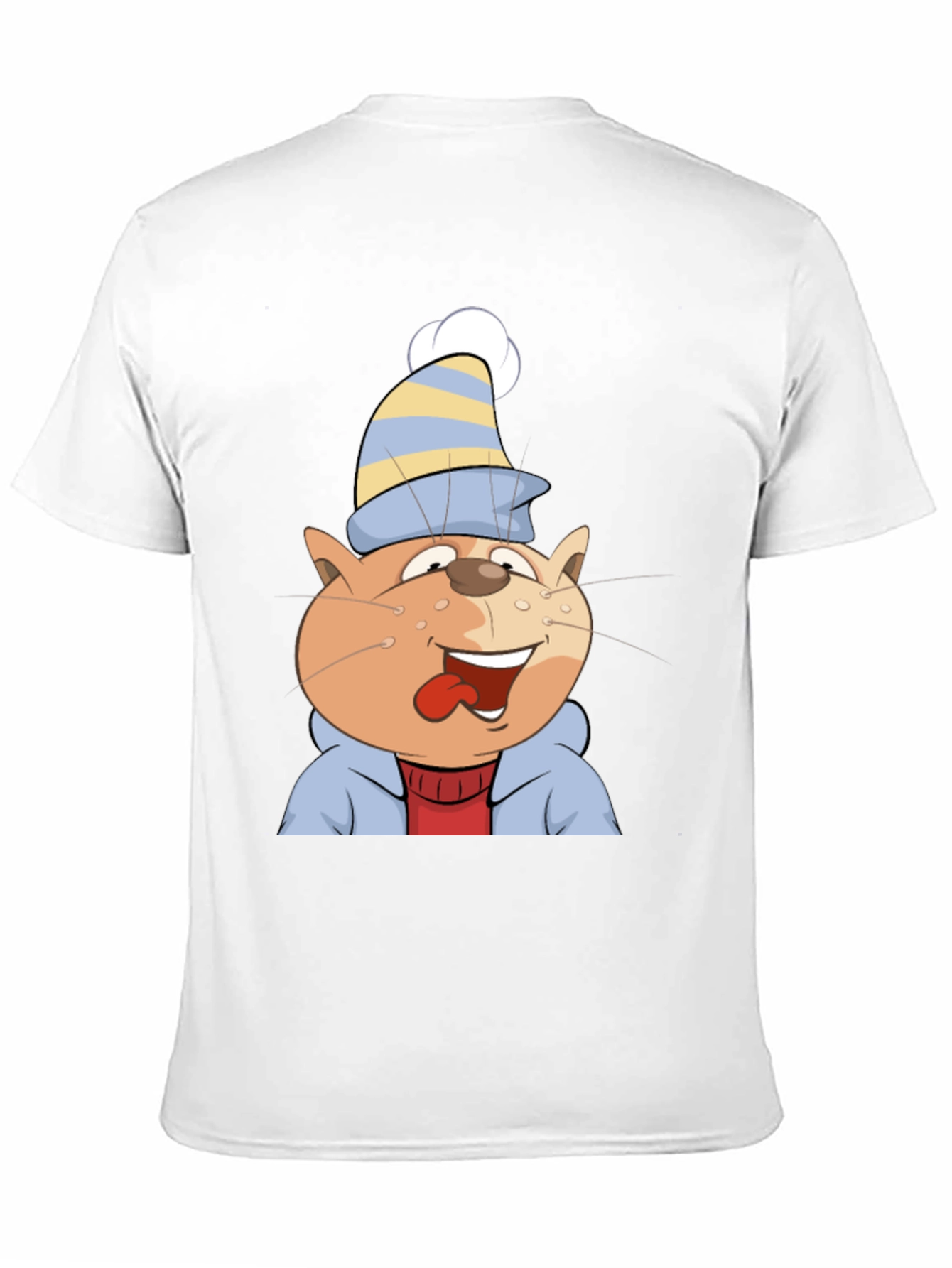 Cartoon Cat Graphic Tee - Black Cotton Casual Shirt