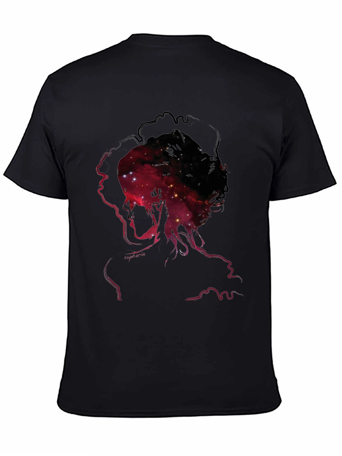 Nebula Silhouette Graphic Print Mens Black T-Shirt