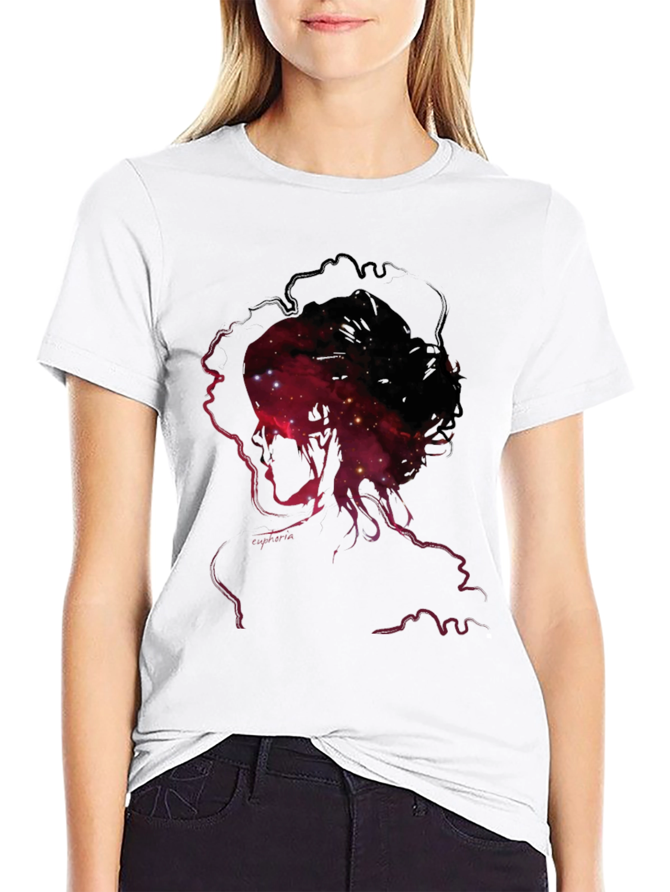 Nebula Silhouette Graphic Print Mens Black T-Shirt