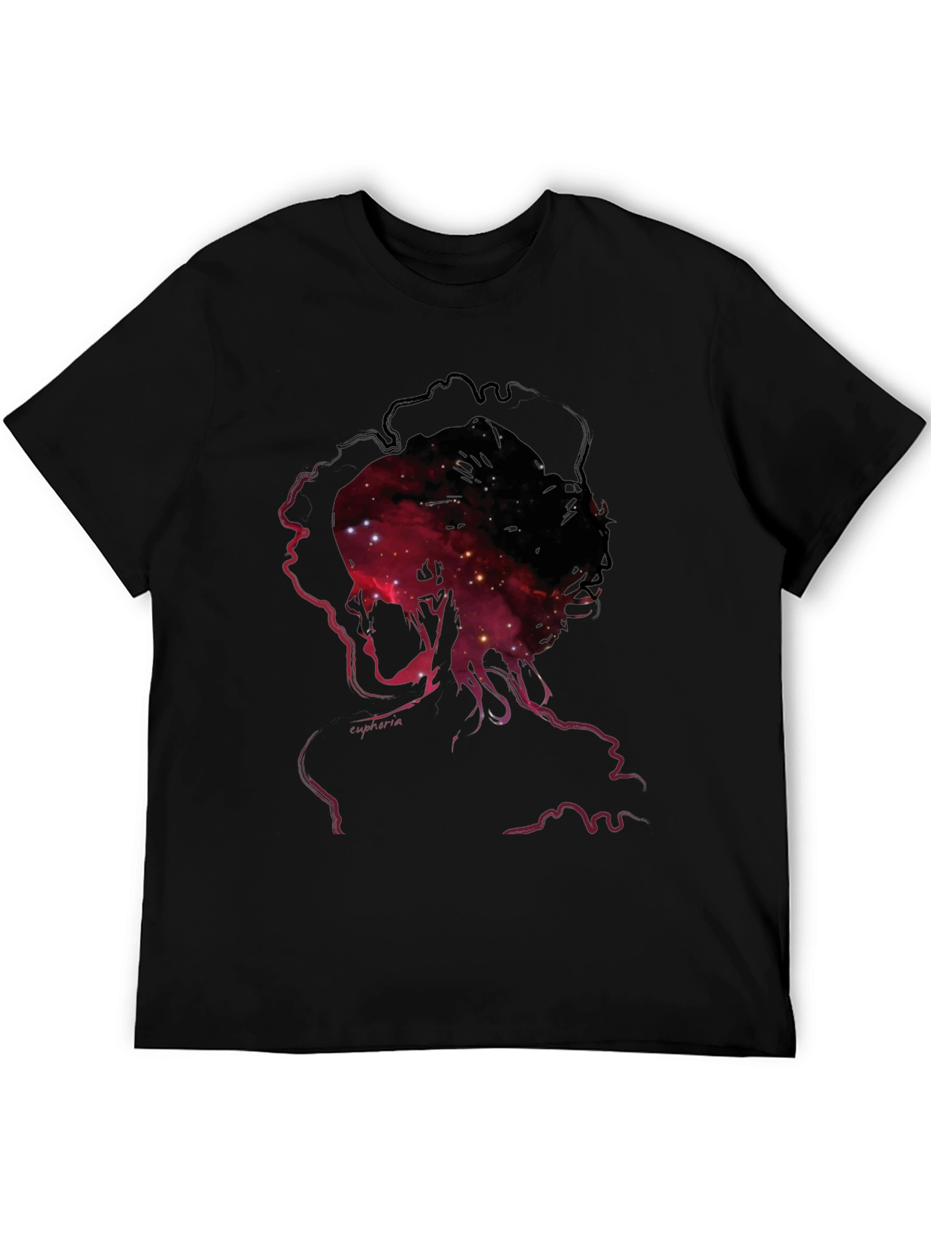 Nebula Silhouette Graphic Print Mens Black T-Shirt