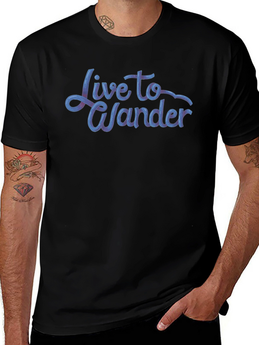 Live to Wander Graphic Tee - Black Cotton Blend