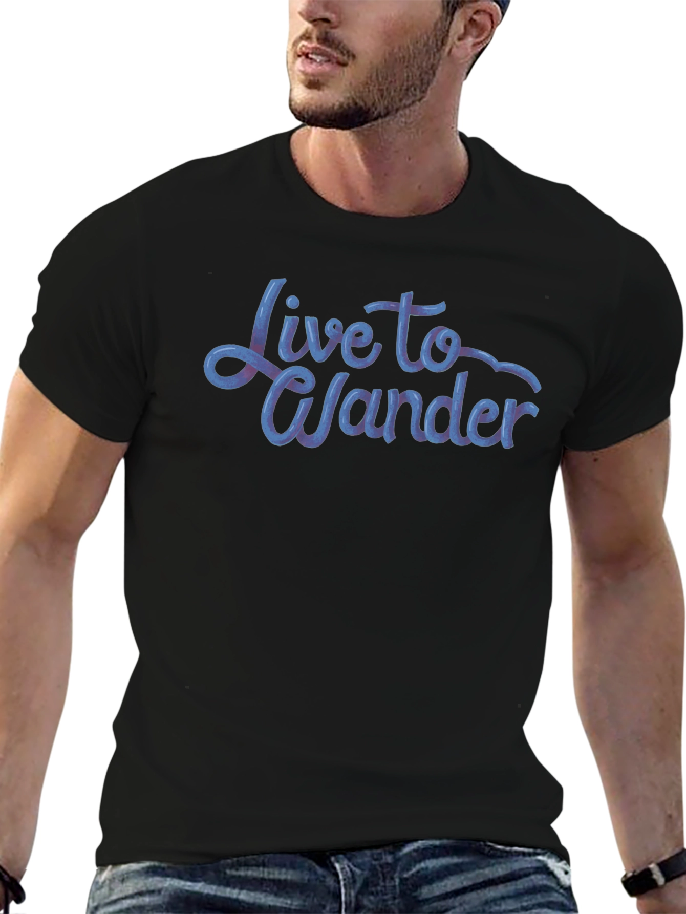 Live to Wander Graphic Tee - Black Cotton Blend