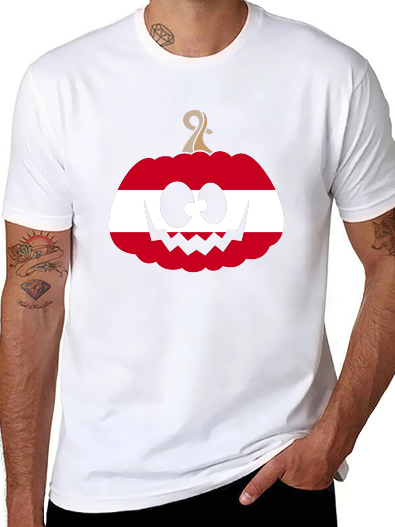 Austrian Flag Pumpkin Halloween T-Shirt