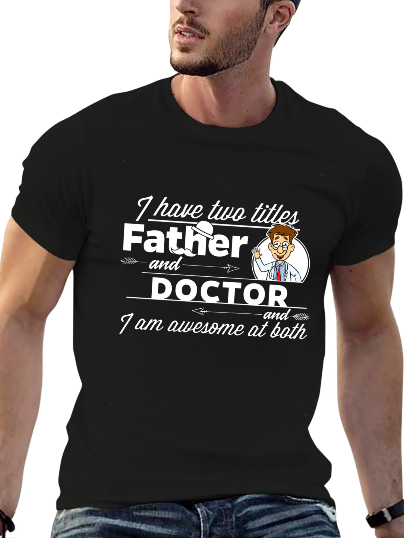 Father Doctor Awesome Black T-Shirt