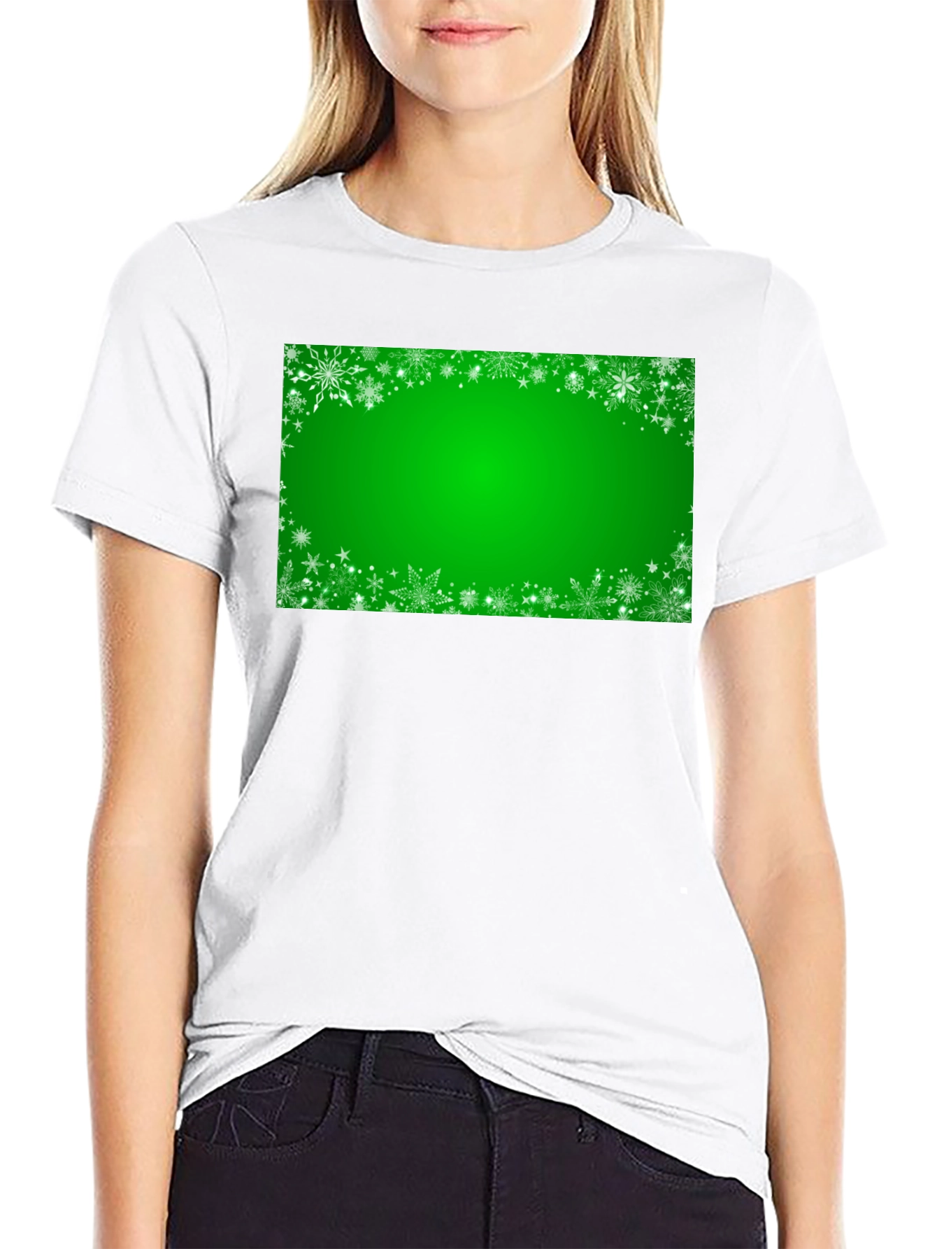 Festive Green Snowflake Graphic Tee