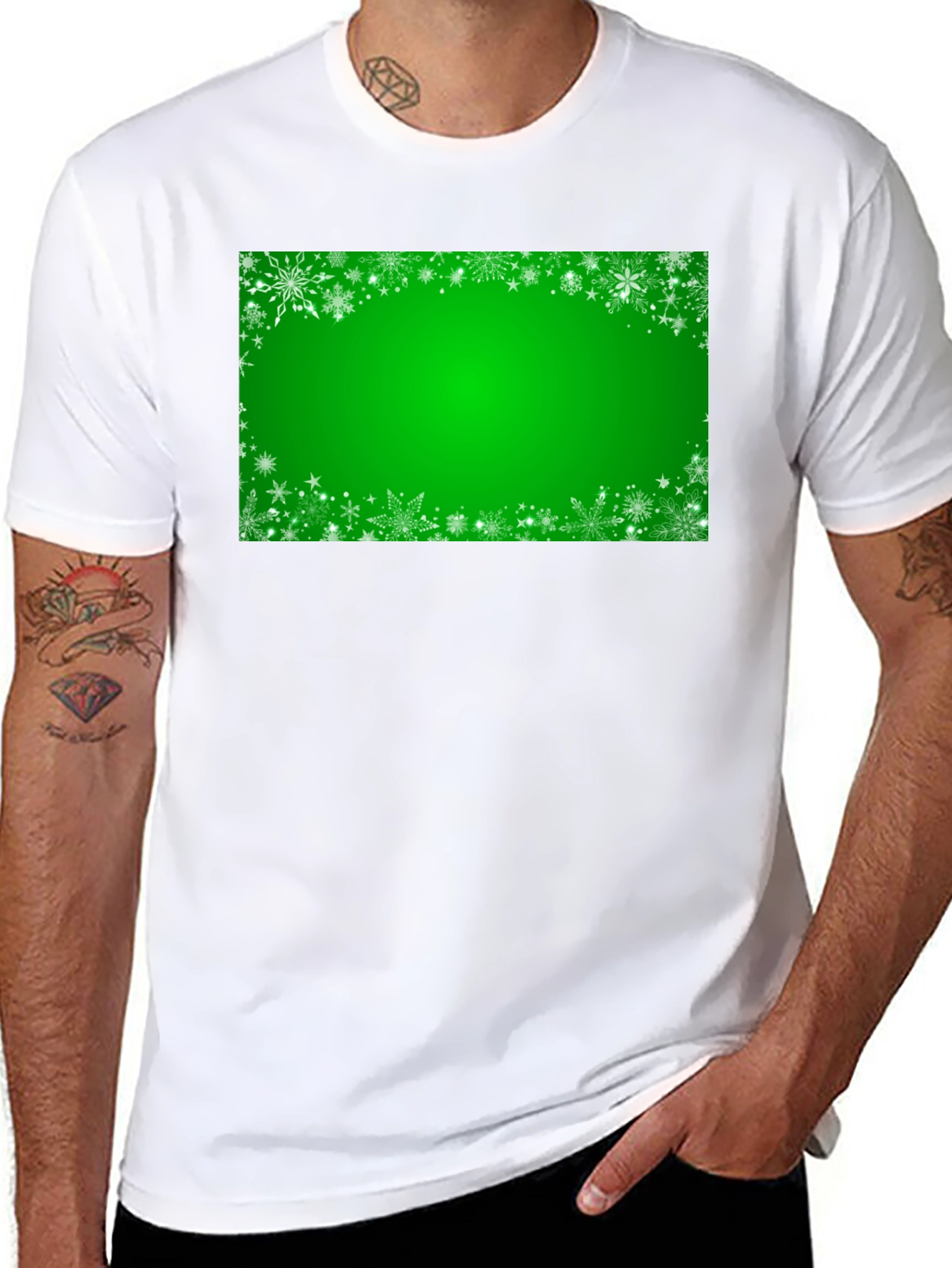 Festive Green Snowflake Graphic Tee