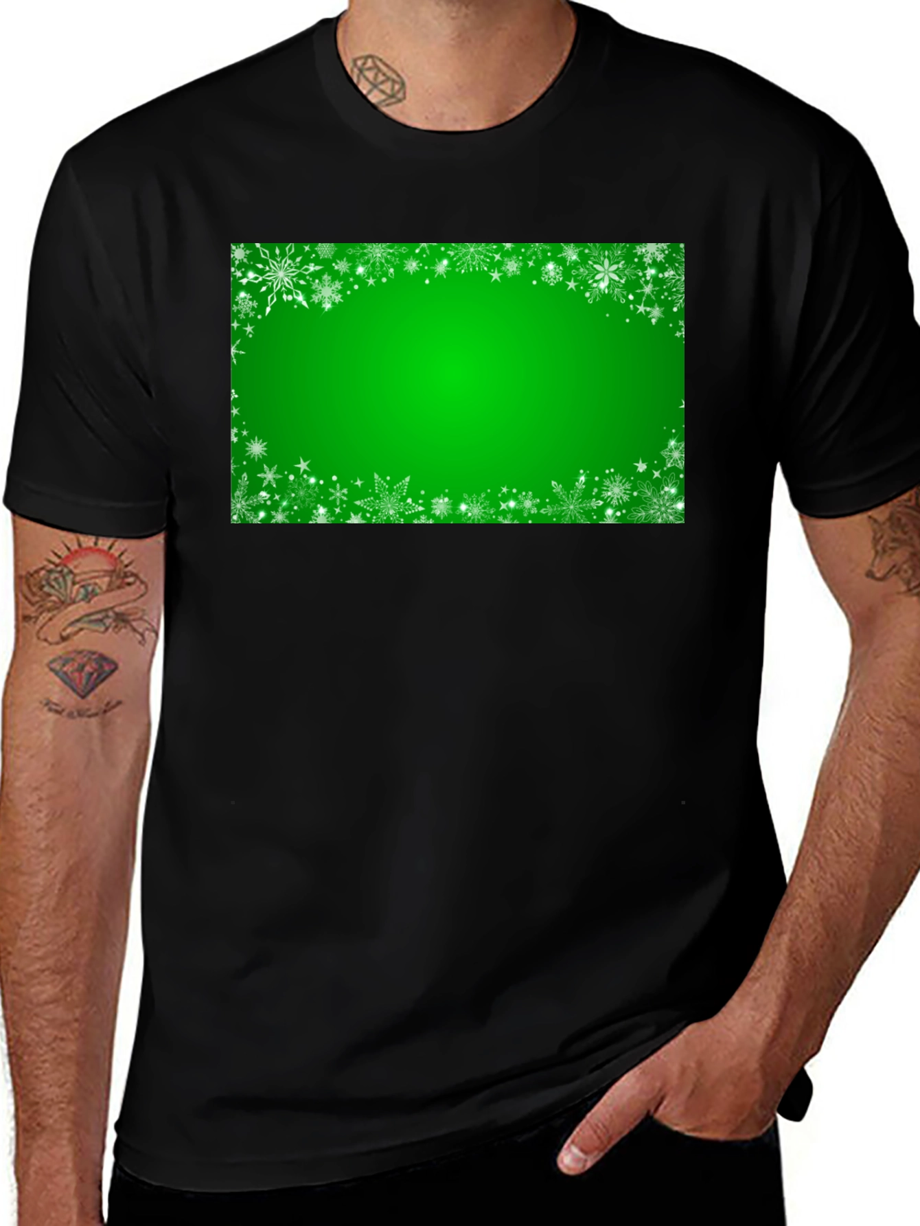 Festive Green Snowflake Graphic Tee