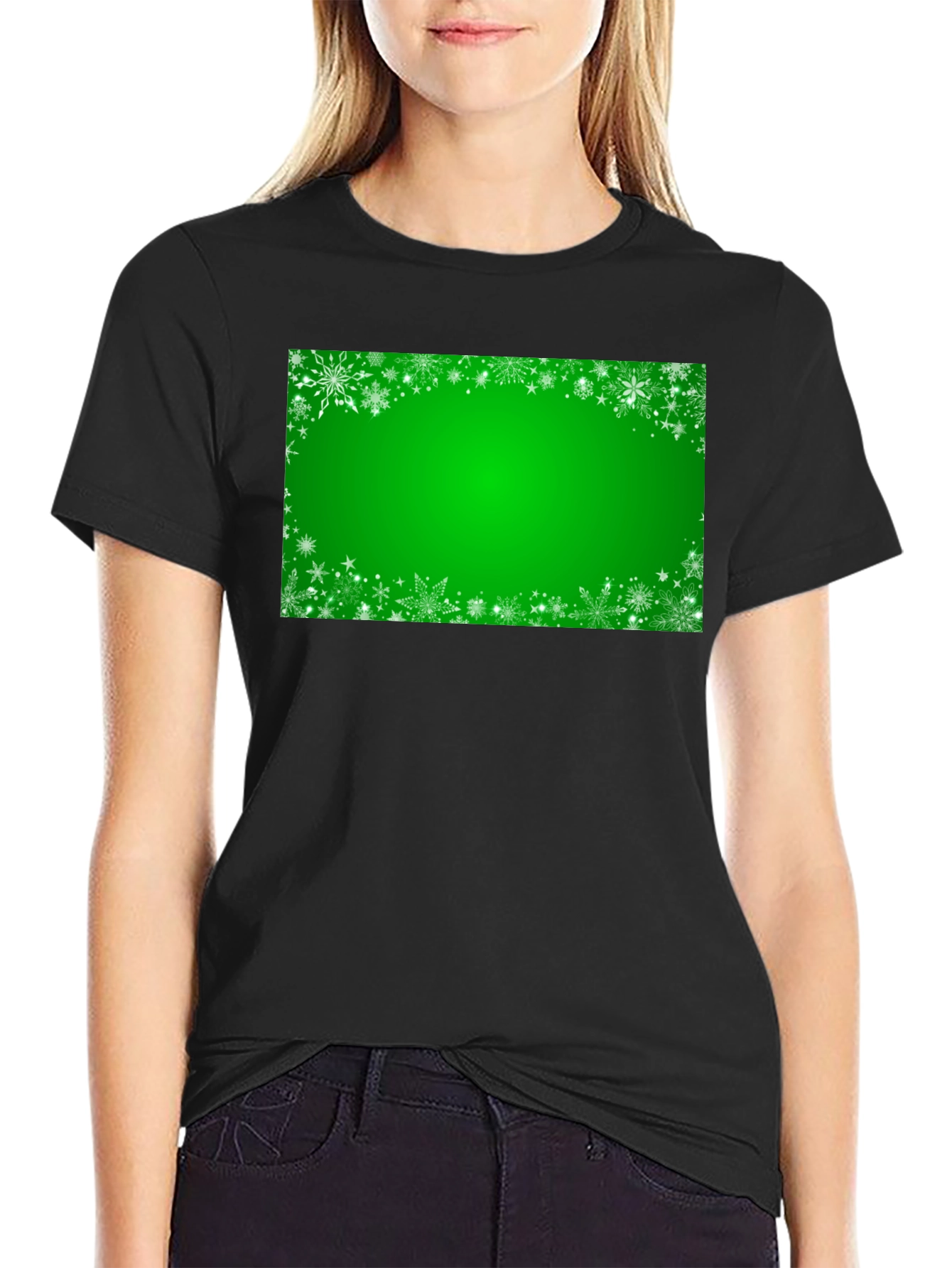 Festive Green Snowflake Graphic Tee
