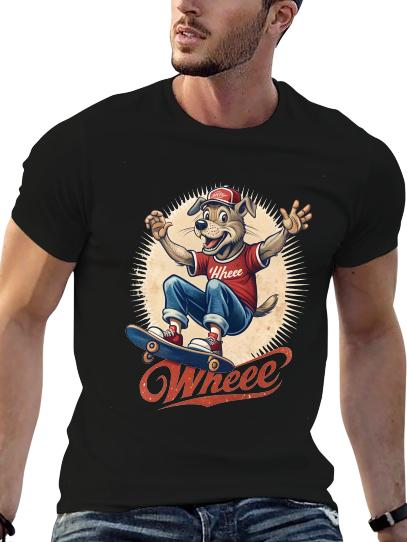Cool Dog Skateboarder Graphic Tee