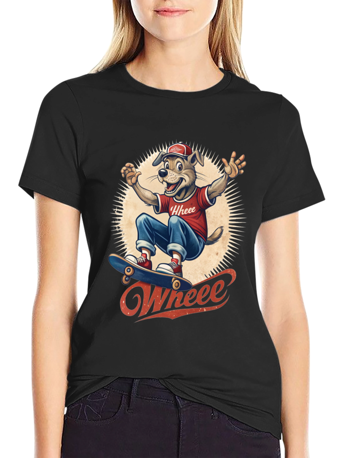 Cool Dog Skateboarder Graphic Tee