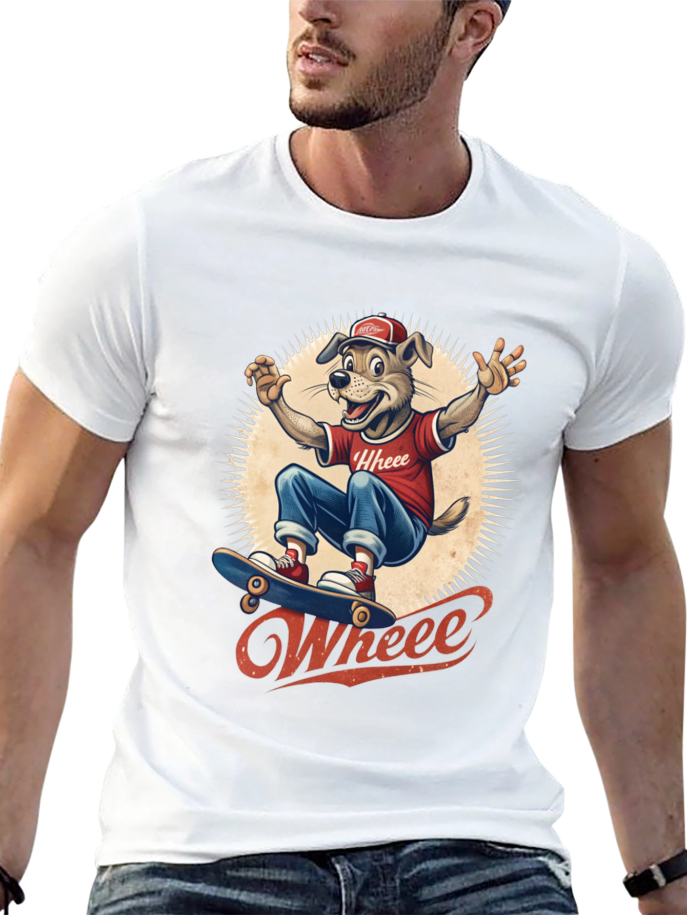 Cool Dog Skateboarder Graphic Tee