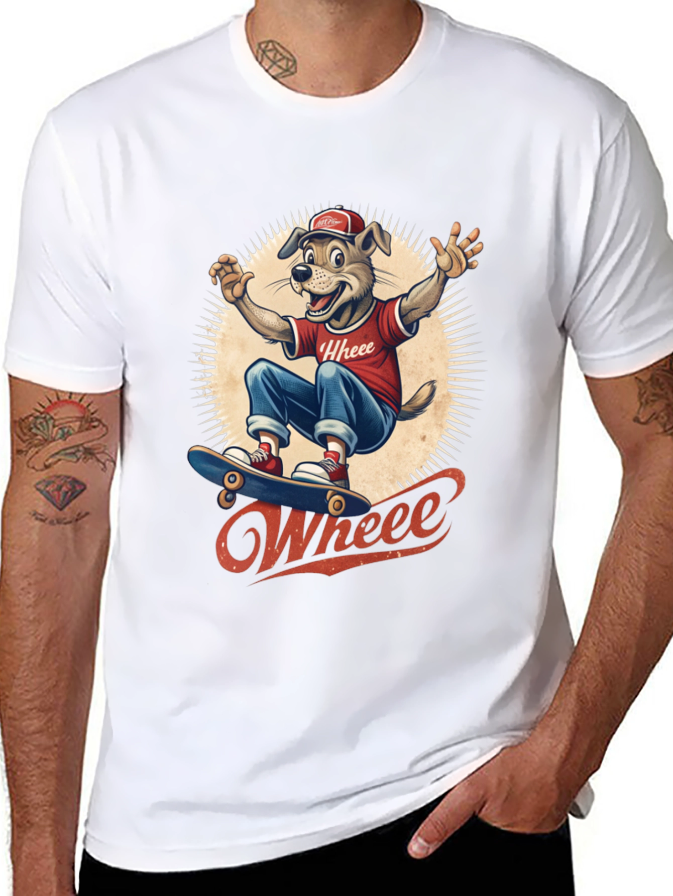 Cool Dog Skateboarder Graphic Tee