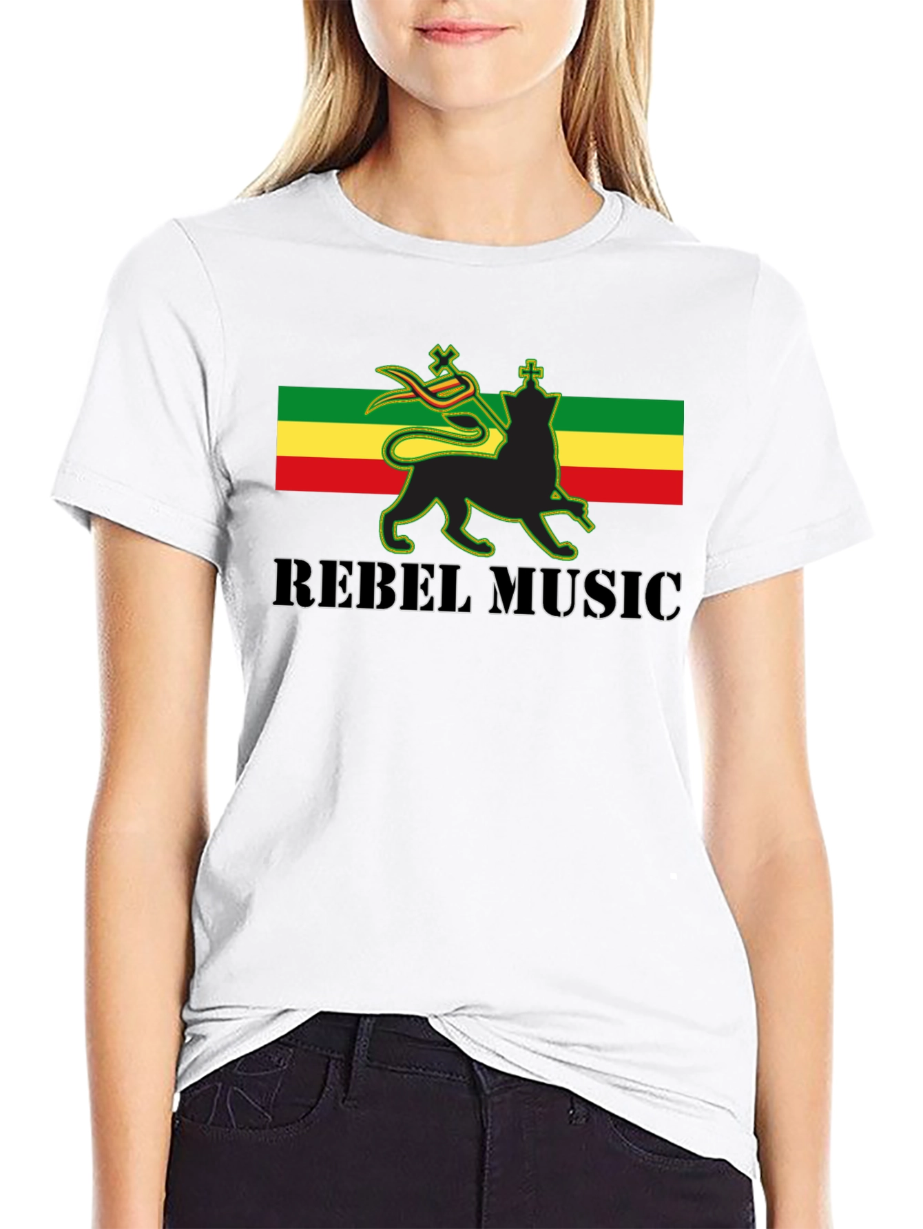 Rasta Lion Rebel Music Graphic T-Shirt