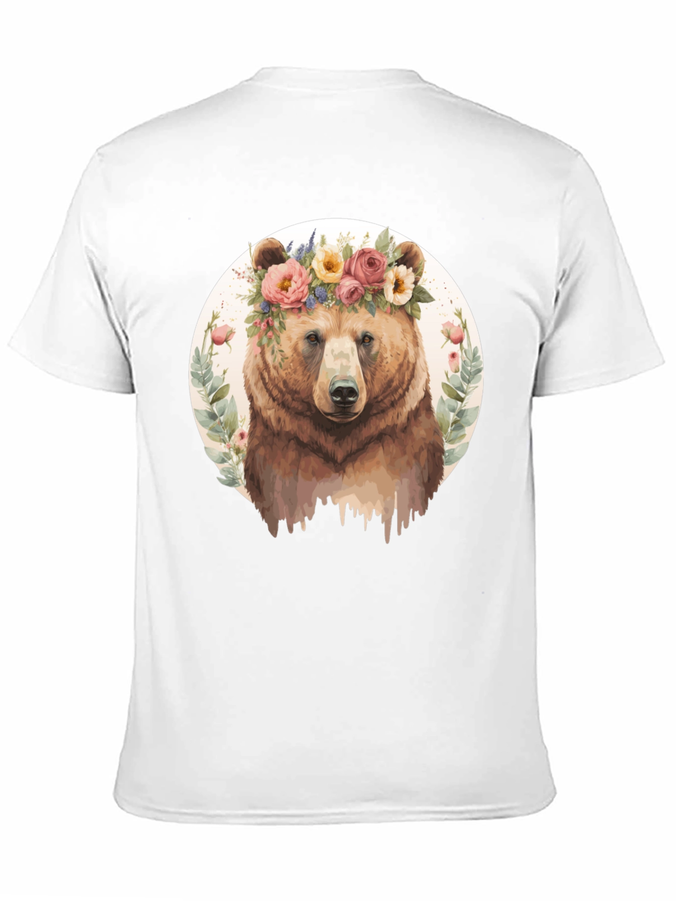 Floral Bear Graphic Tee - Mens Black T-Shirt