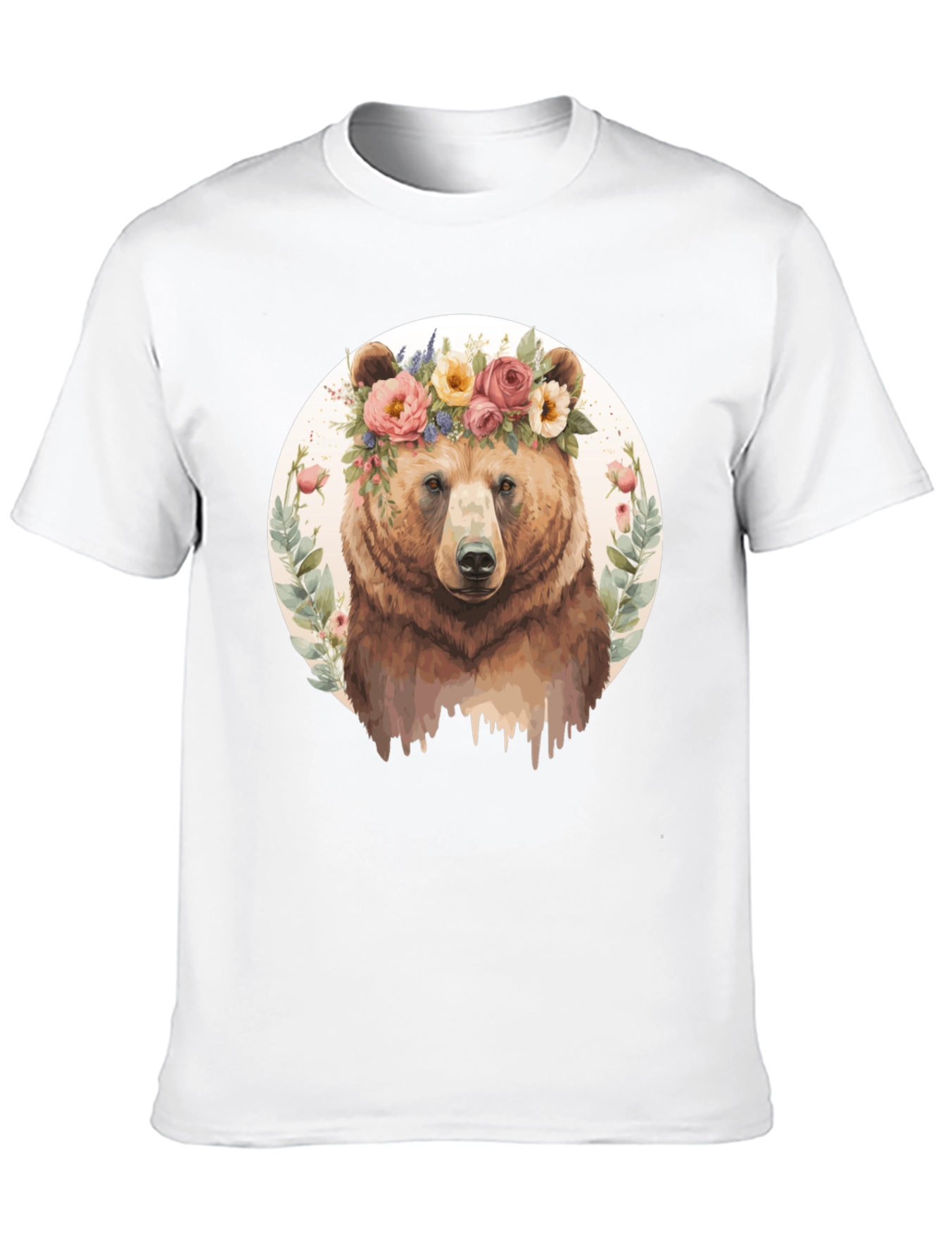 Floral Bear Graphic Tee - Mens Black T-Shirt