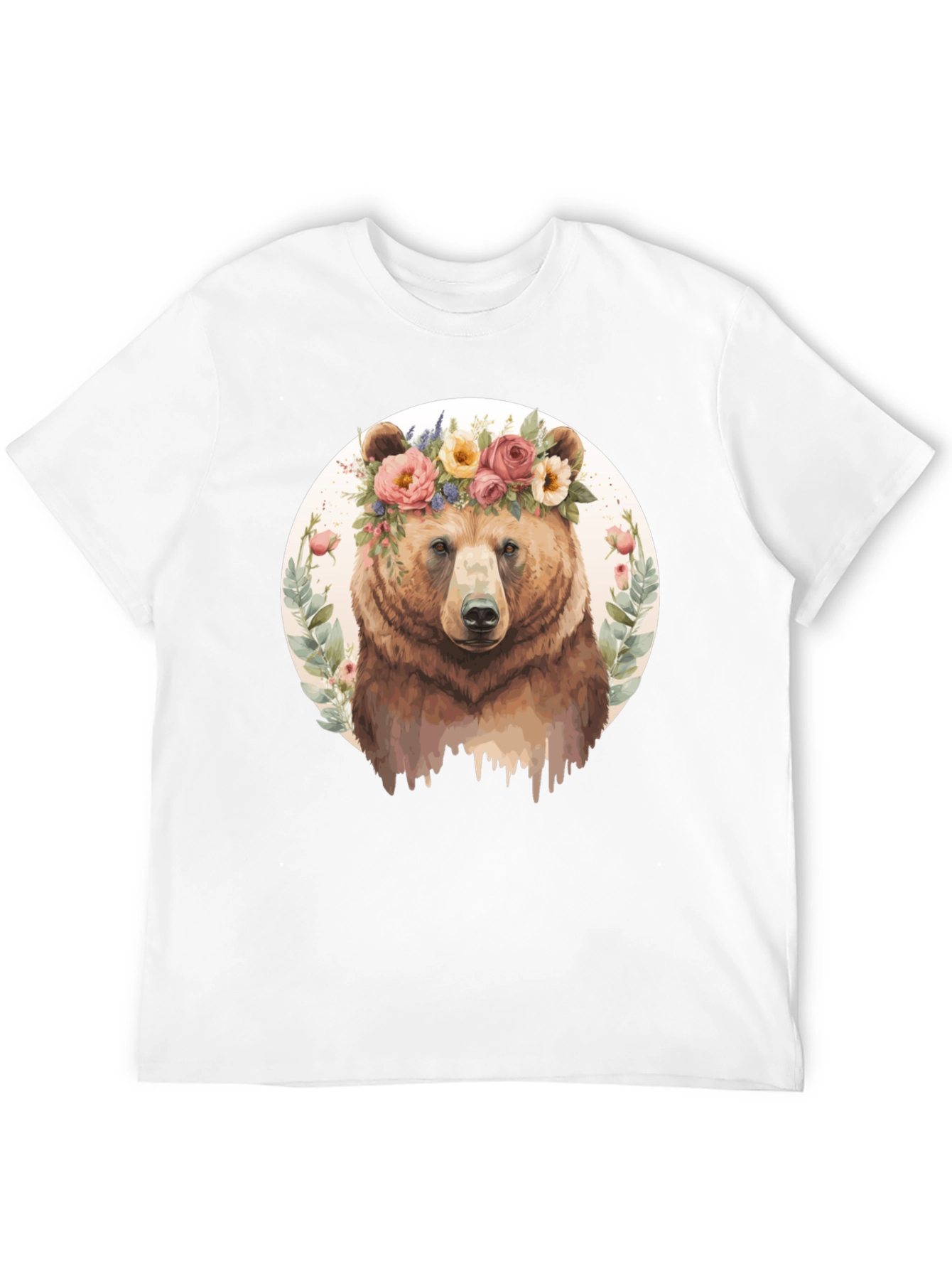 Floral Bear Graphic Tee - Mens Black T-Shirt