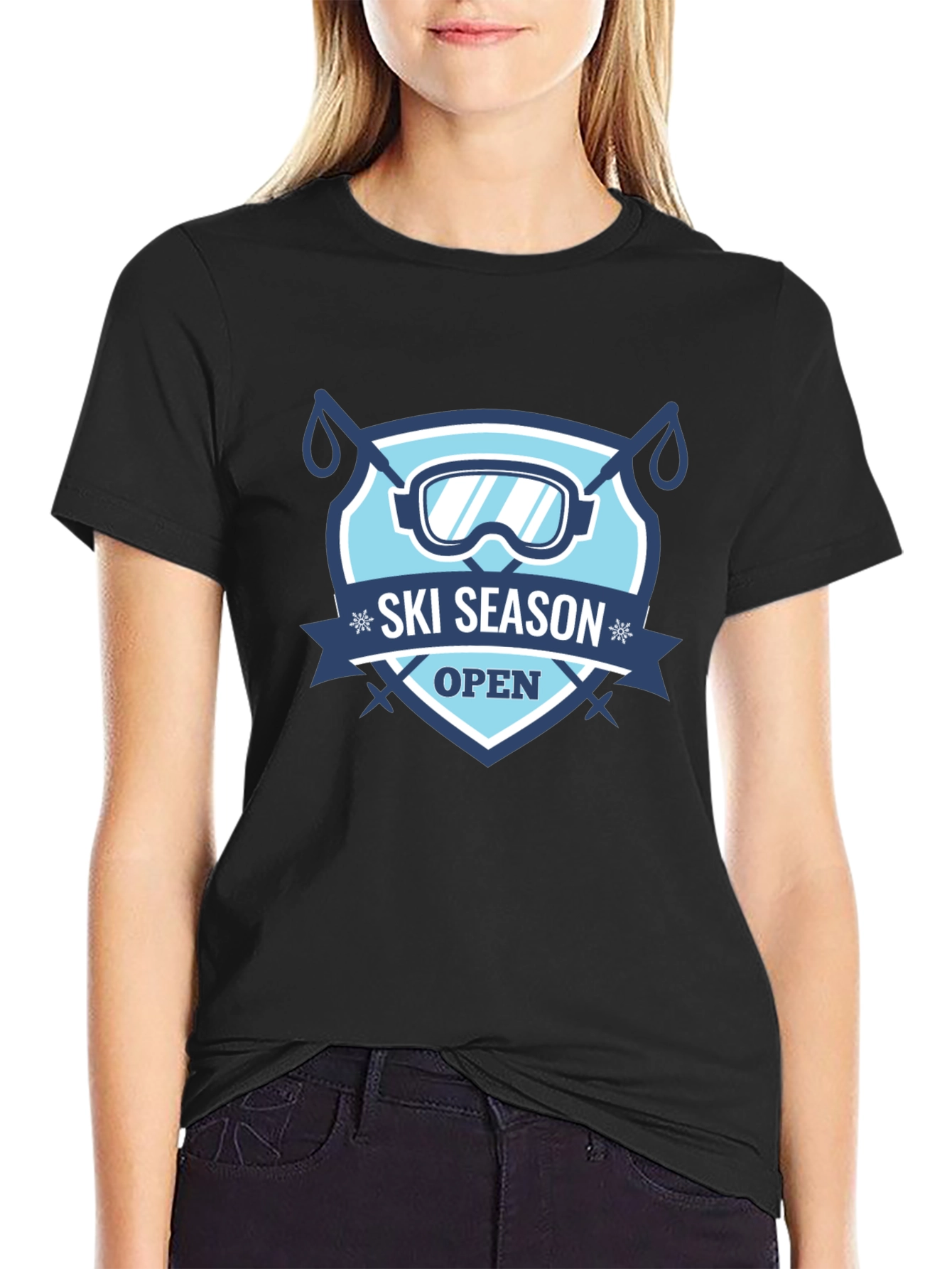 Ski Season Open Black T-Shirt