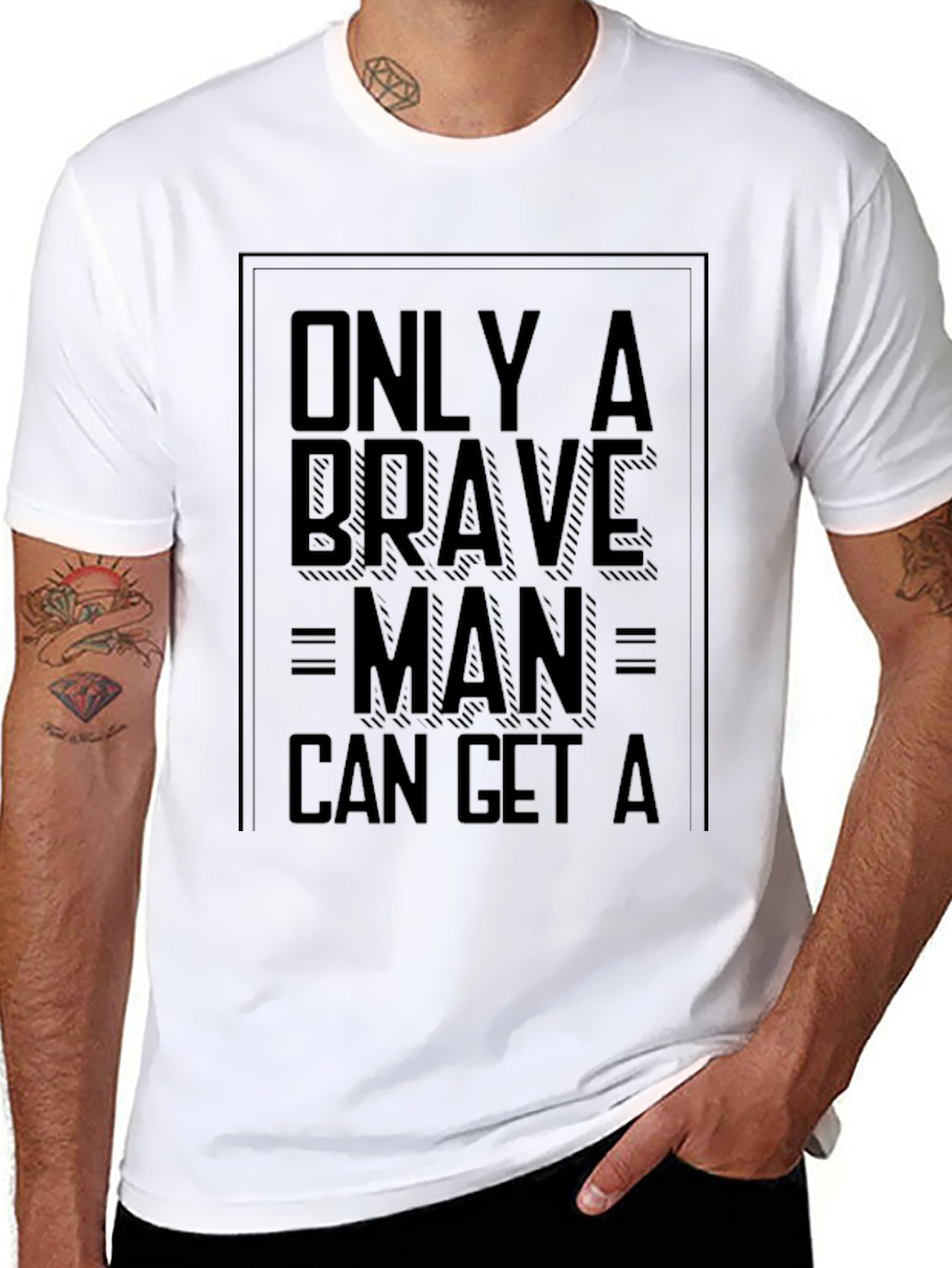 Brave Man Graphic Tee - Black Cotton Blend