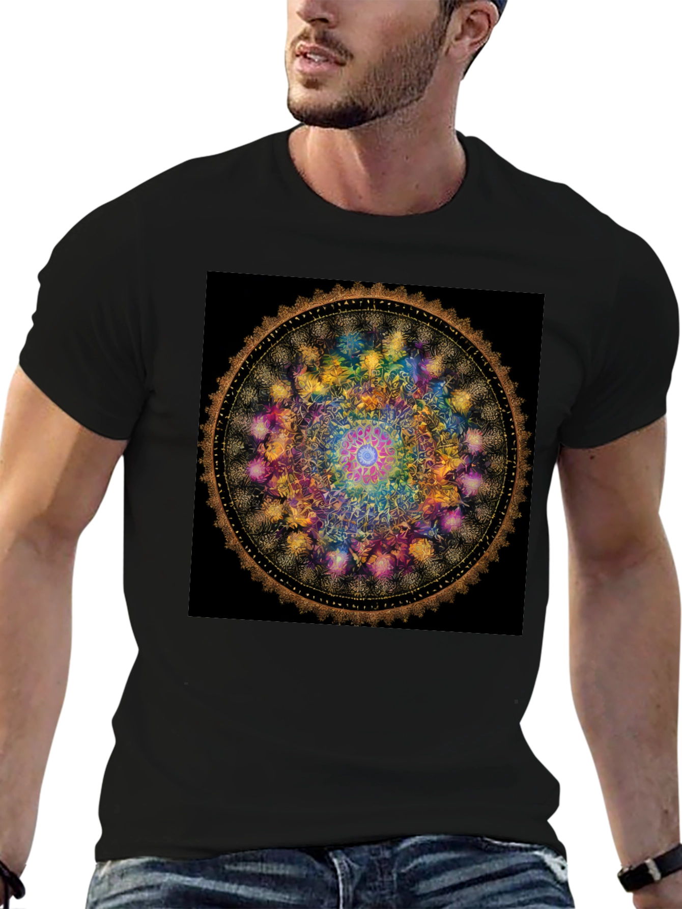 Mandala Art Graphic Black Tee