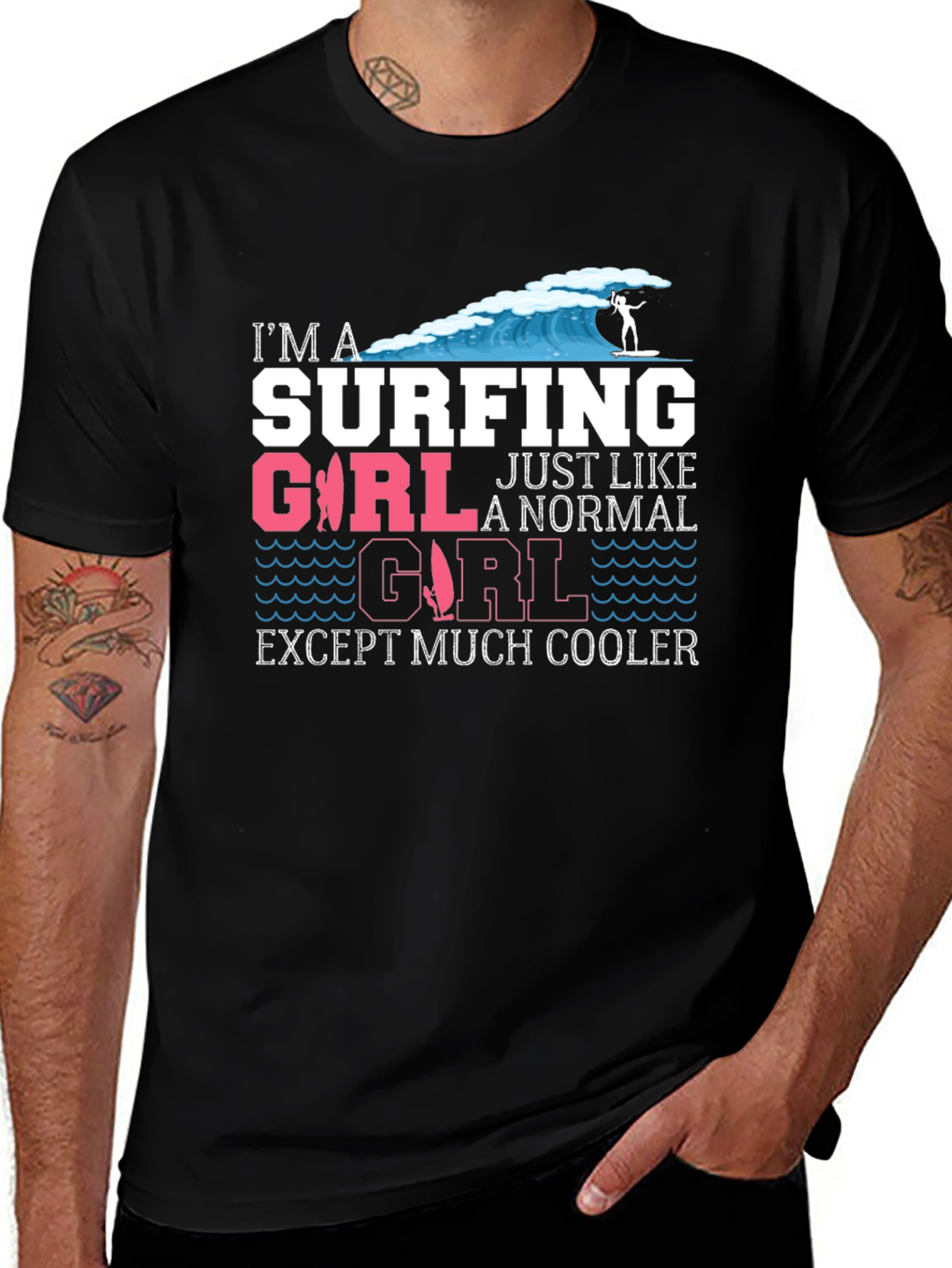 Surfing Girl Graphic Tee - Cool & Unique Design