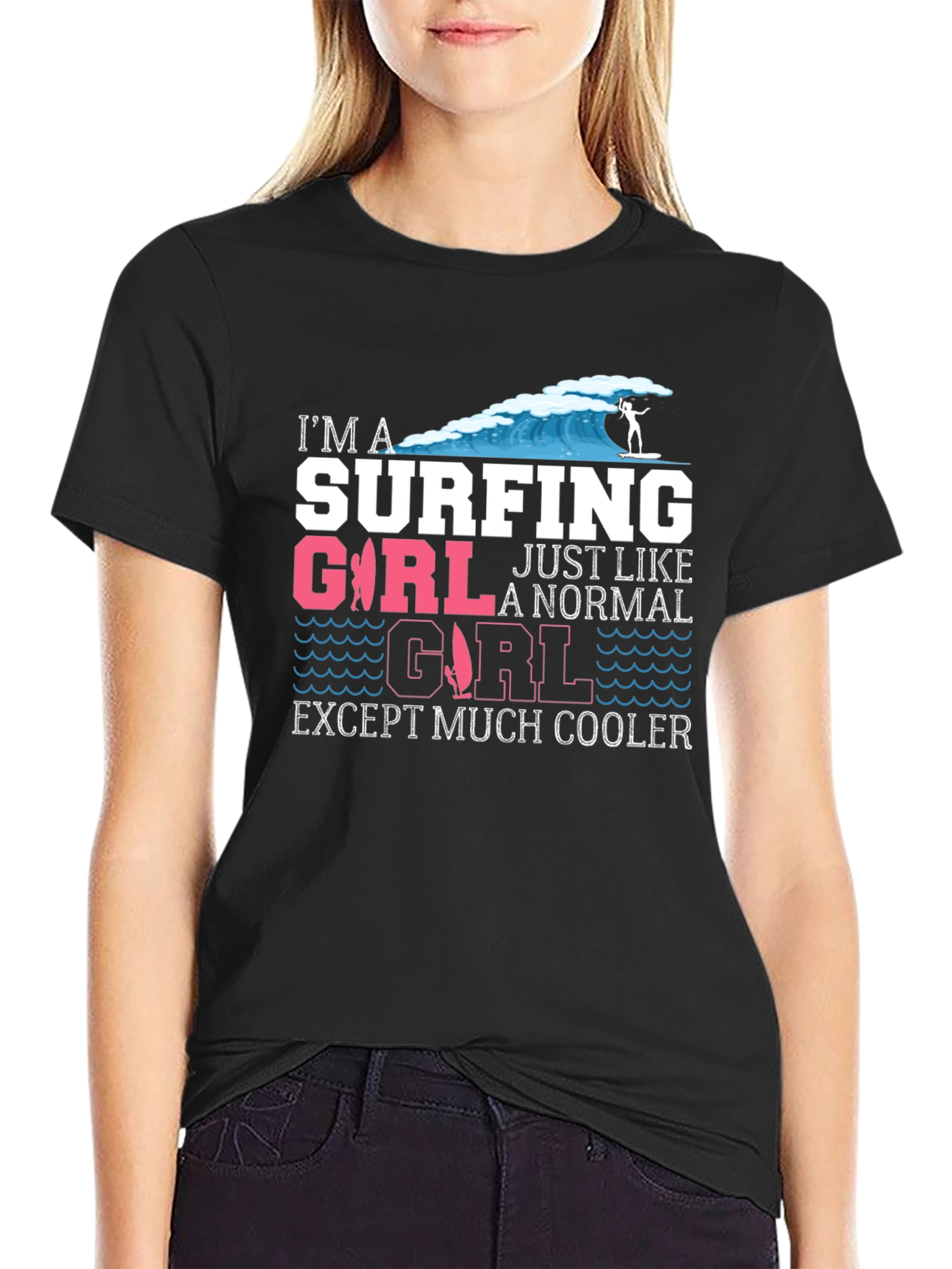 Surfing Girl Graphic Tee - Cool & Unique Design