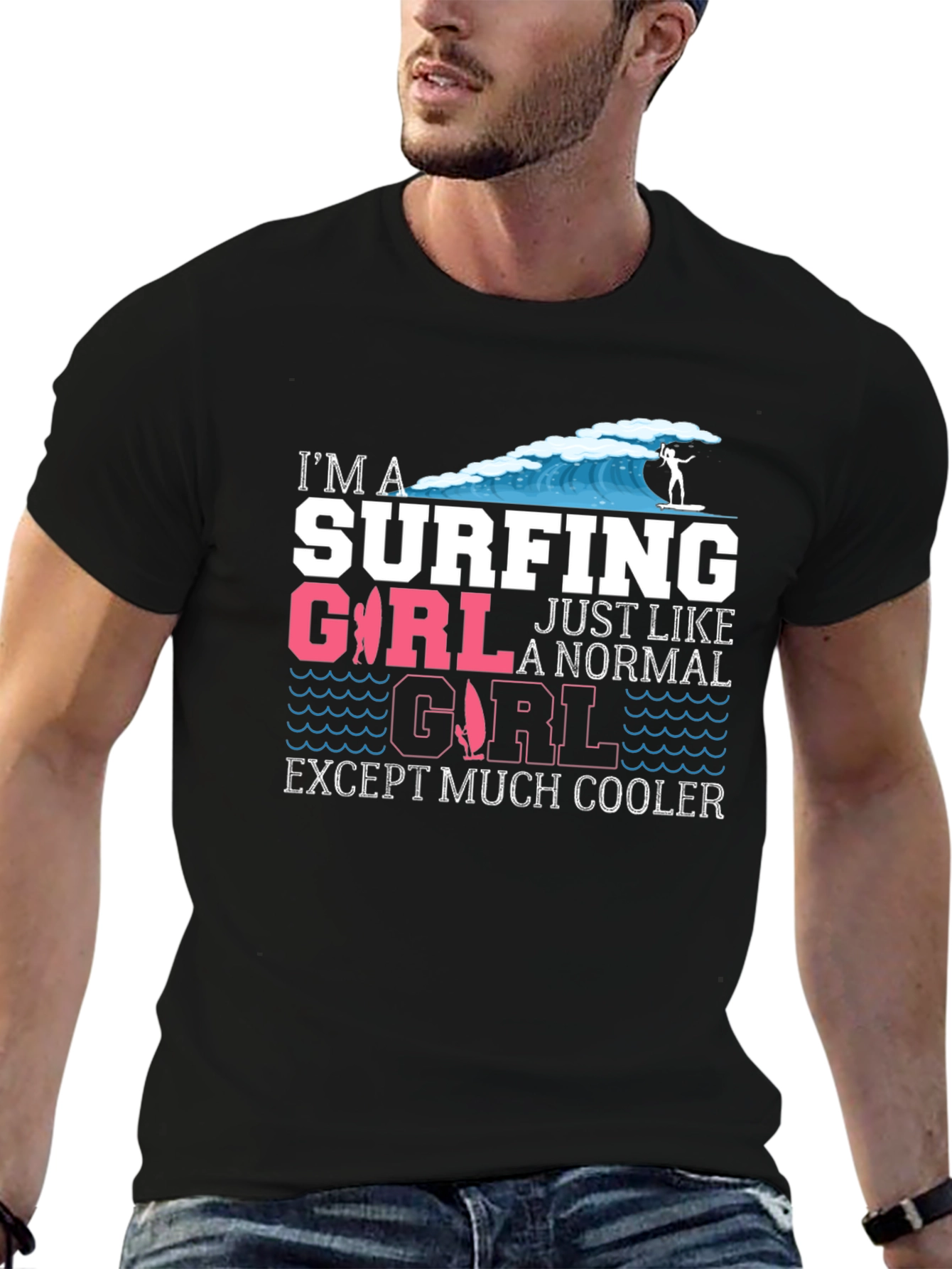 Surfing Girl Graphic Tee - Cool & Unique Design