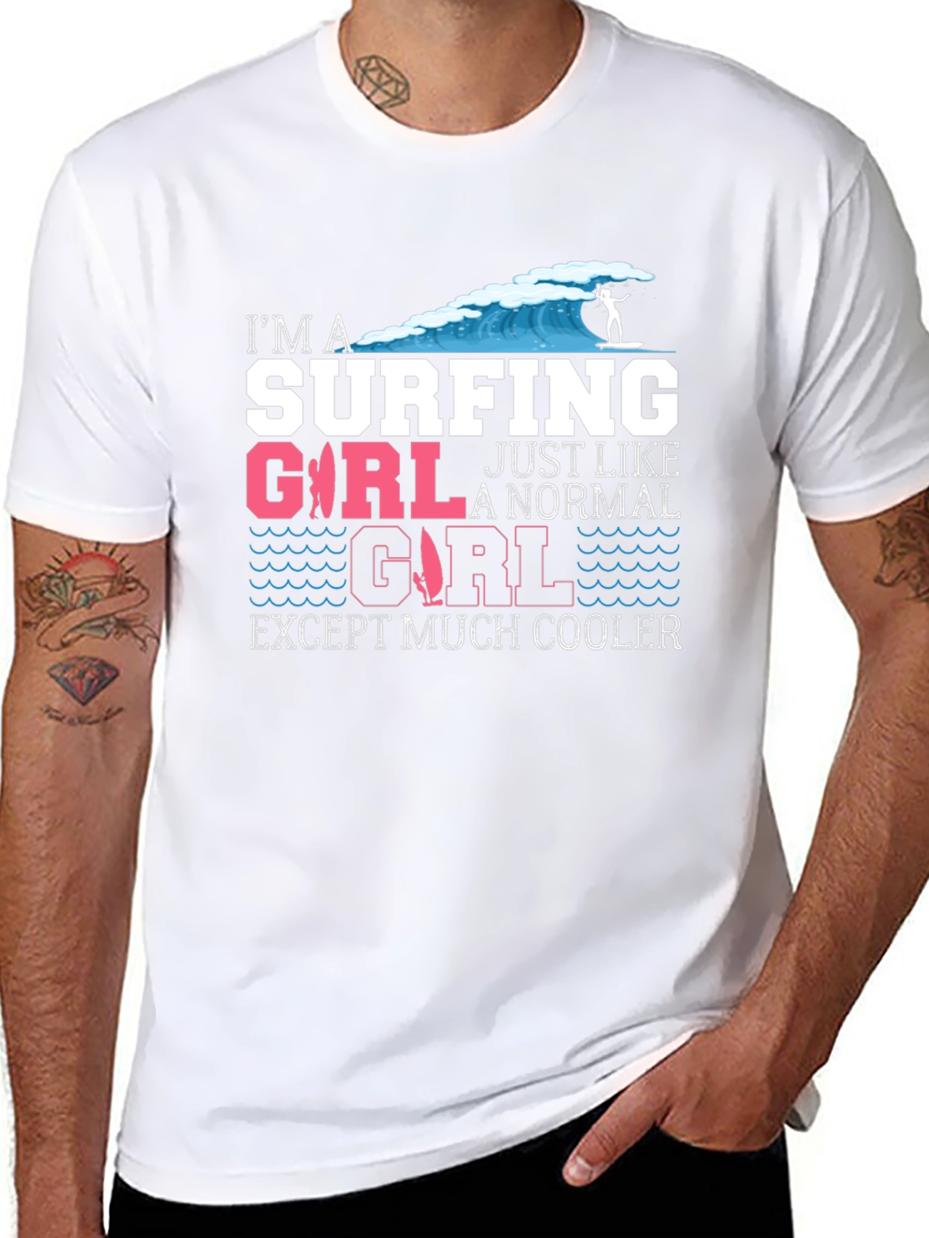 Surfing Girl Graphic Tee - Cool & Unique Design