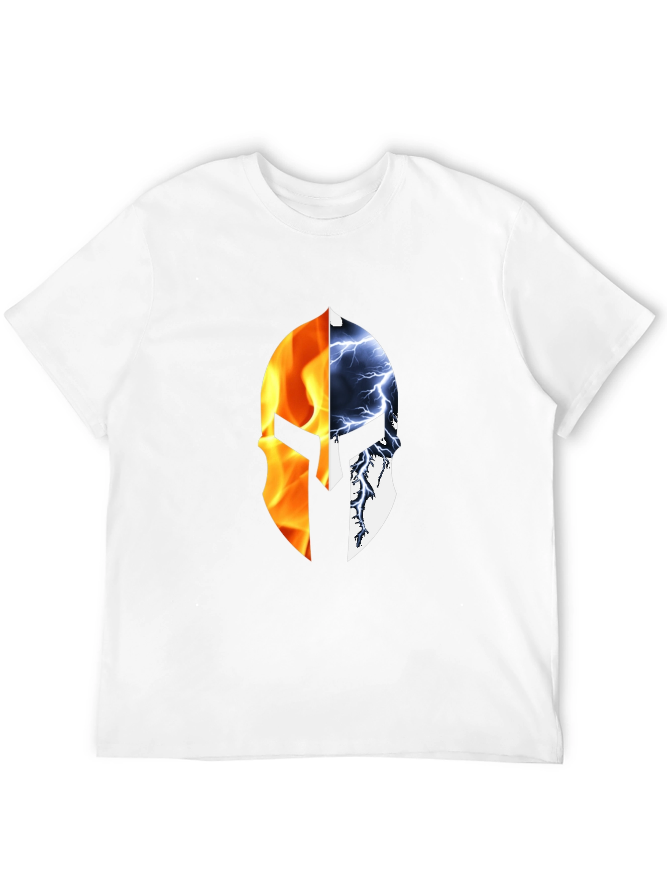 Fire and Ice Spartan Helmet Graphic T-Shirt