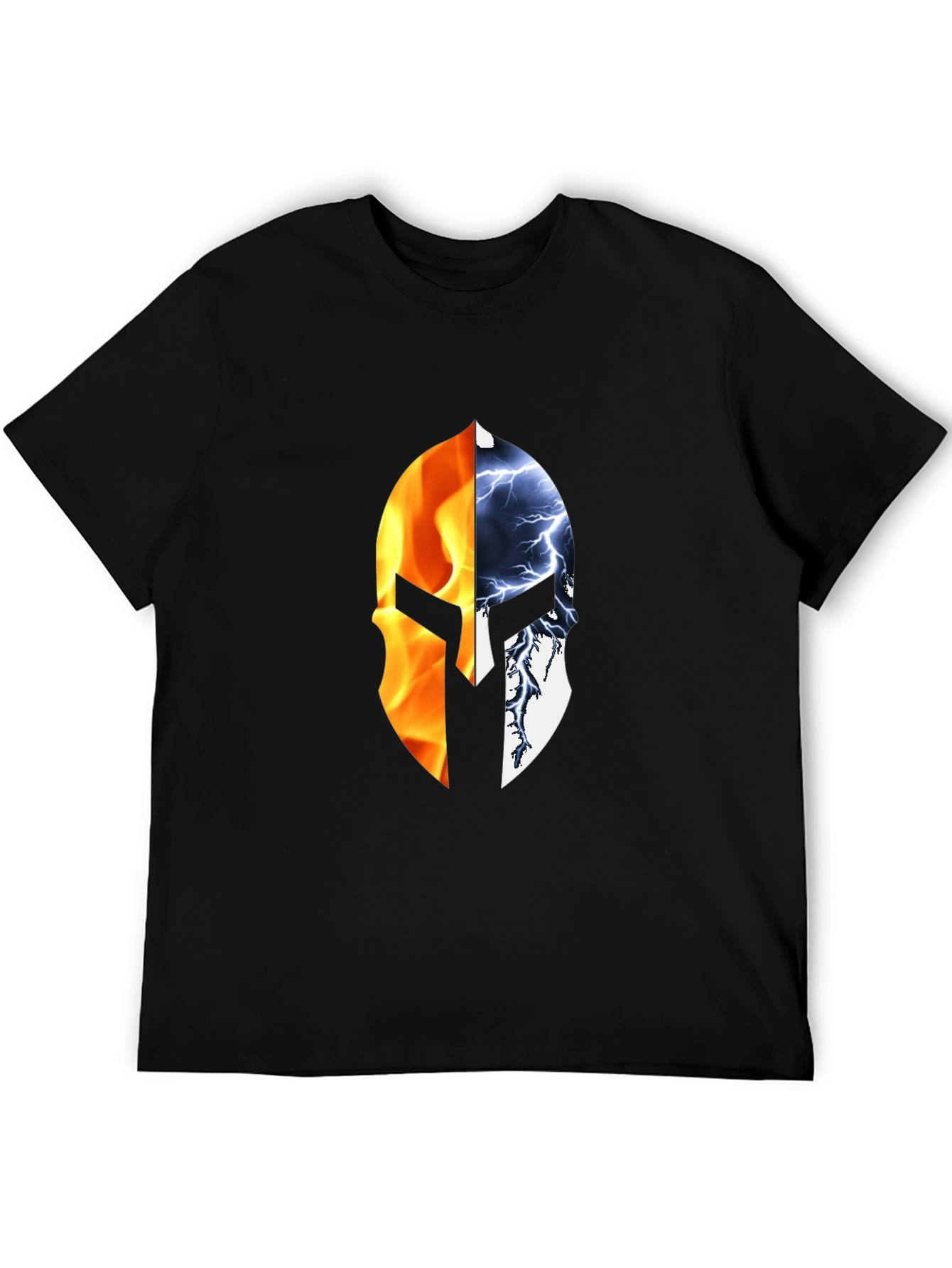 Fire and Ice Spartan Helmet Graphic T-Shirt