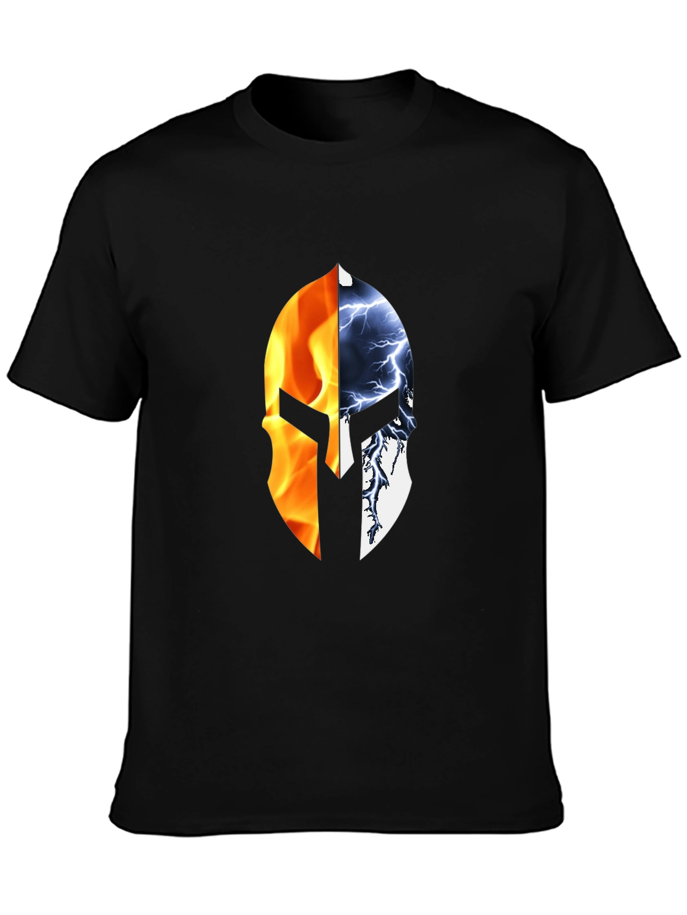Fire and Ice Spartan Helmet Graphic T-Shirt