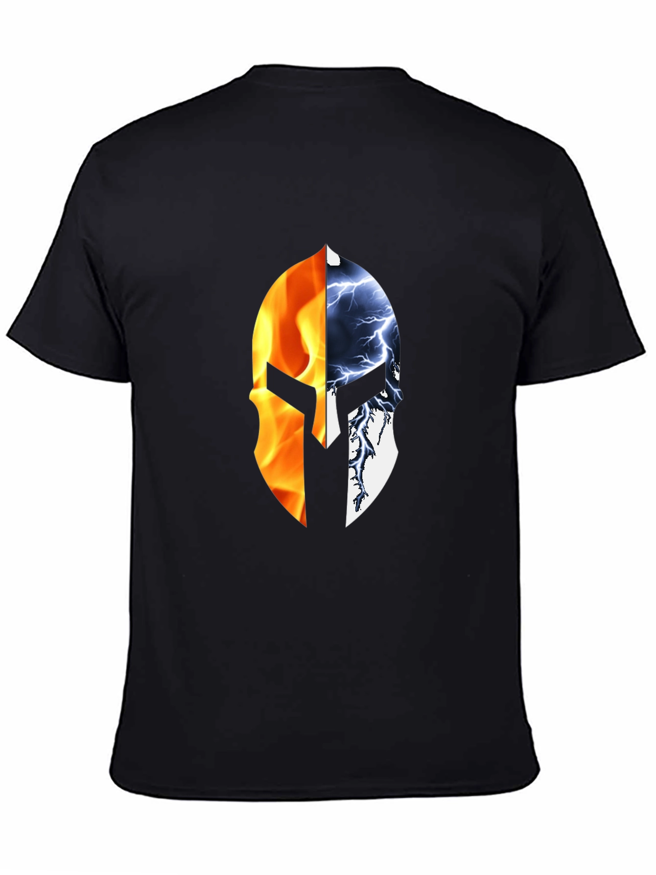 Fire and Ice Spartan Helmet Graphic T-Shirt