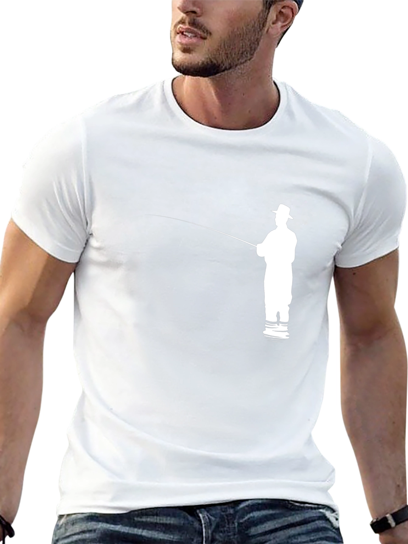 Fishing Silhouette Graphic Tee - Black