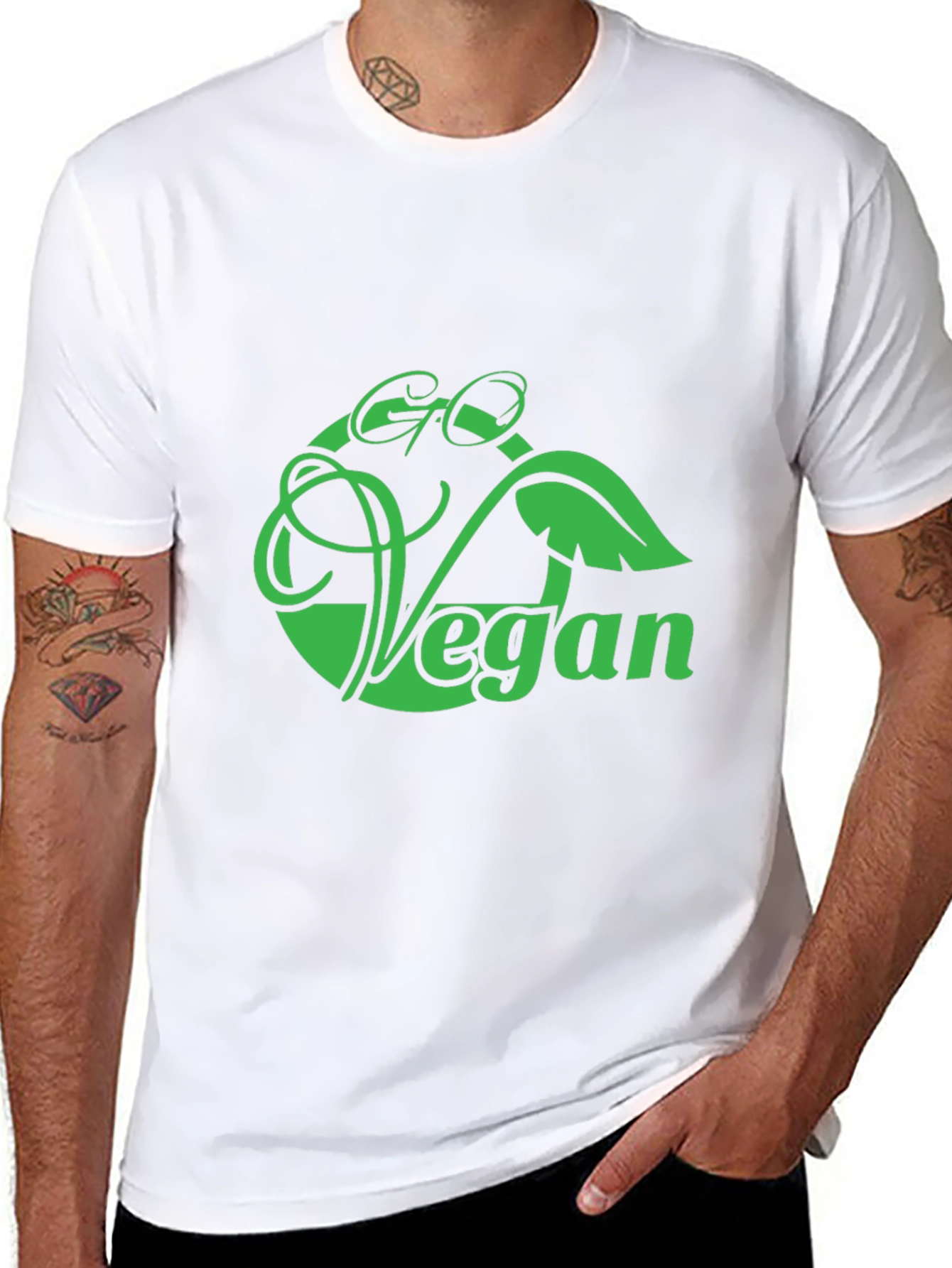 Go Vegan Graphic Tee - Black Cotton Blend T-Shirt