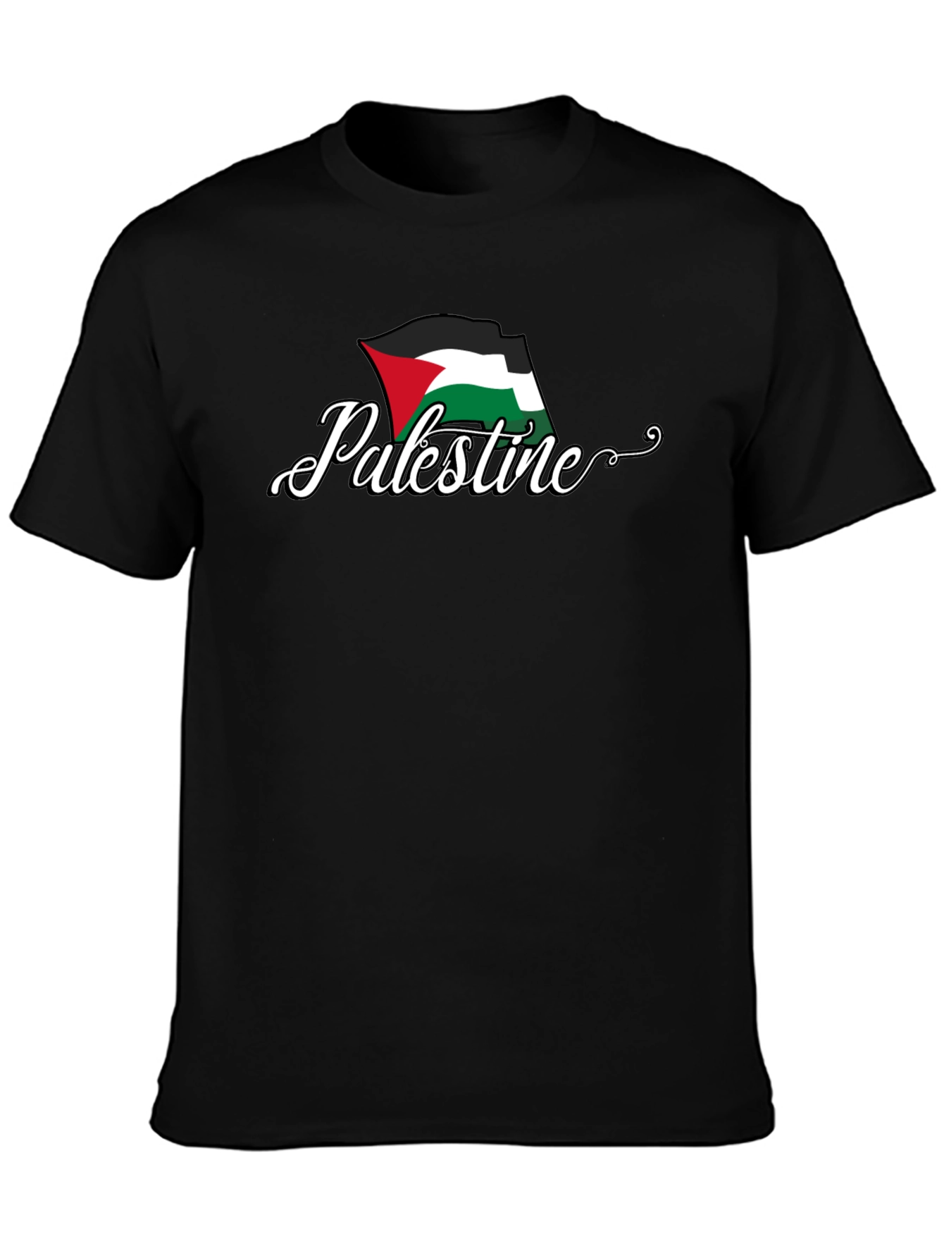 Palestine Flag Graphic T-Shirt - Black Cotton Tee