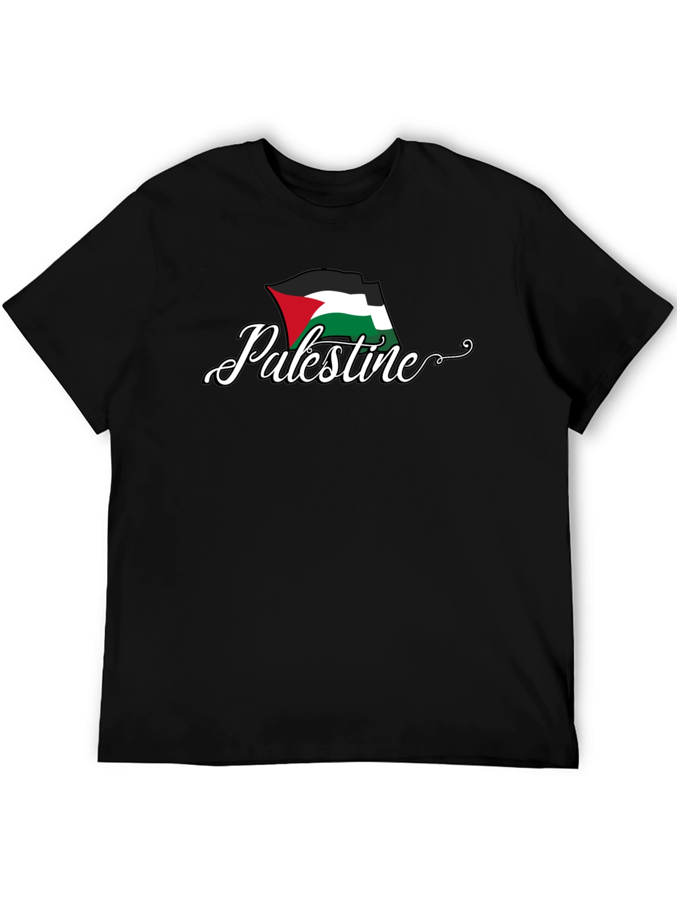 Palestine Flag Graphic T-Shirt - Black Cotton Tee