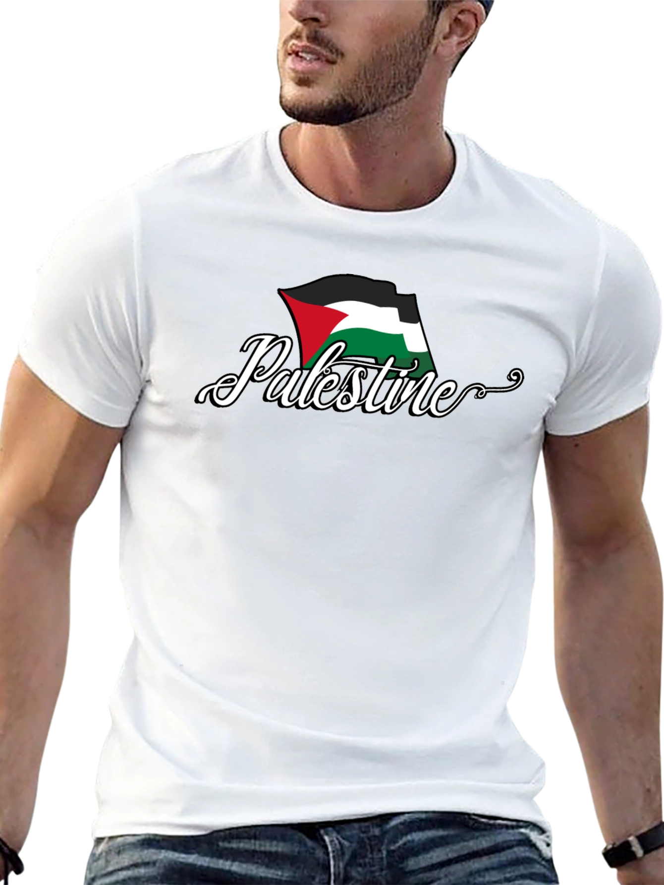 Palestine Flag Graphic T-Shirt - Black Cotton Tee