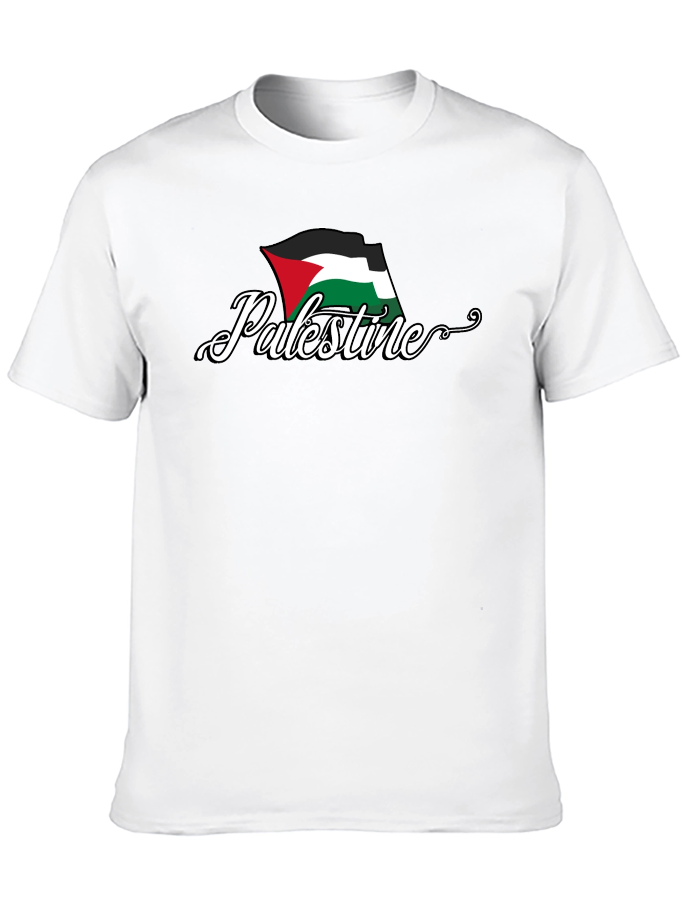 Palestine Flag Graphic T-Shirt - Black Cotton Tee