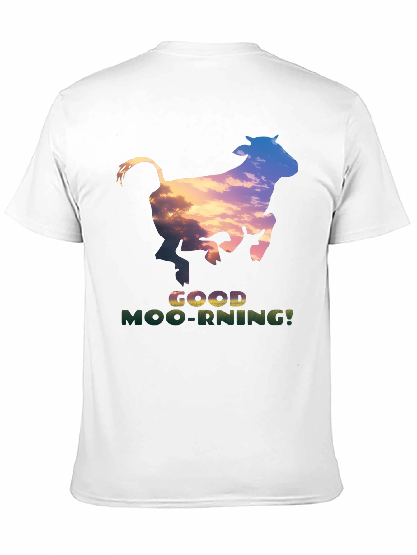 Good Moo-rning T-Shirt - Unique Cow Sunset Design