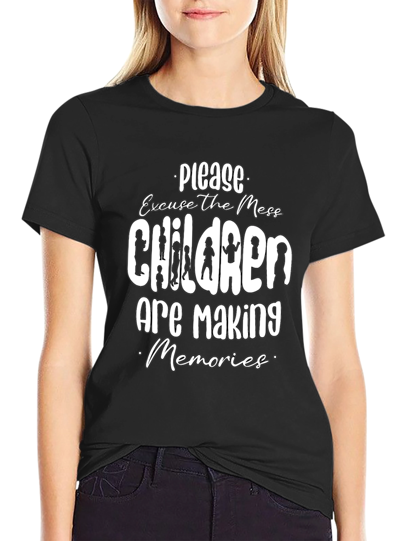 Please Excuse The Mess Black Graphic T-Shirt