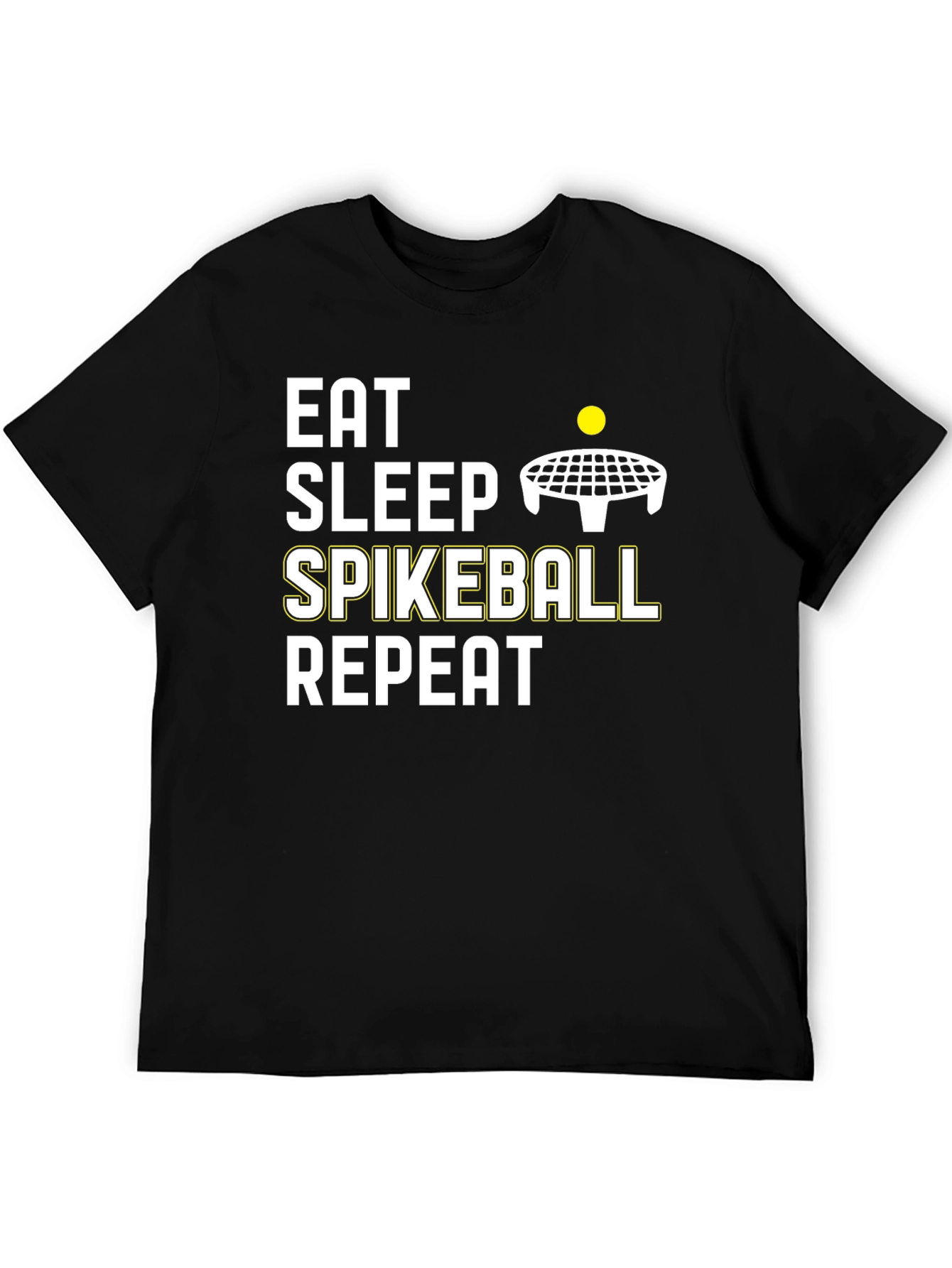 Eat Sleep Spikeball Repeat - Black Cotton T-Shirt