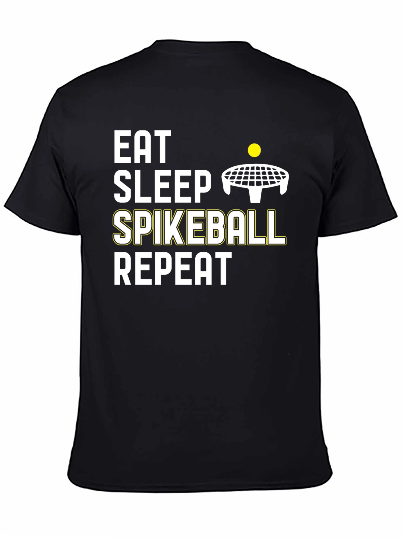 Eat Sleep Spikeball Repeat - Black Cotton T-Shirt