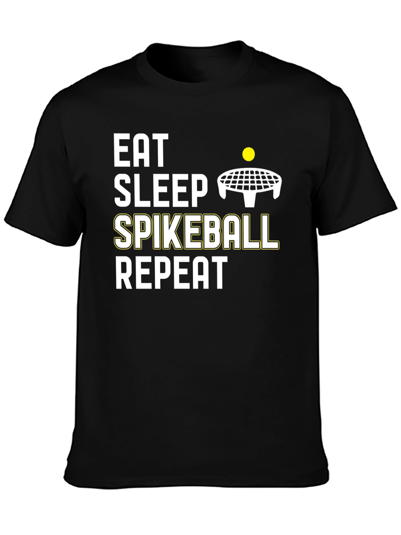Eat Sleep Spikeball Repeat - Black Cotton T-Shirt