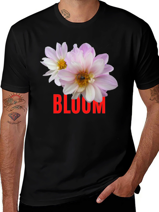 Bloom Floral Graphic Tee - Trendy Mens Black T-Shirt