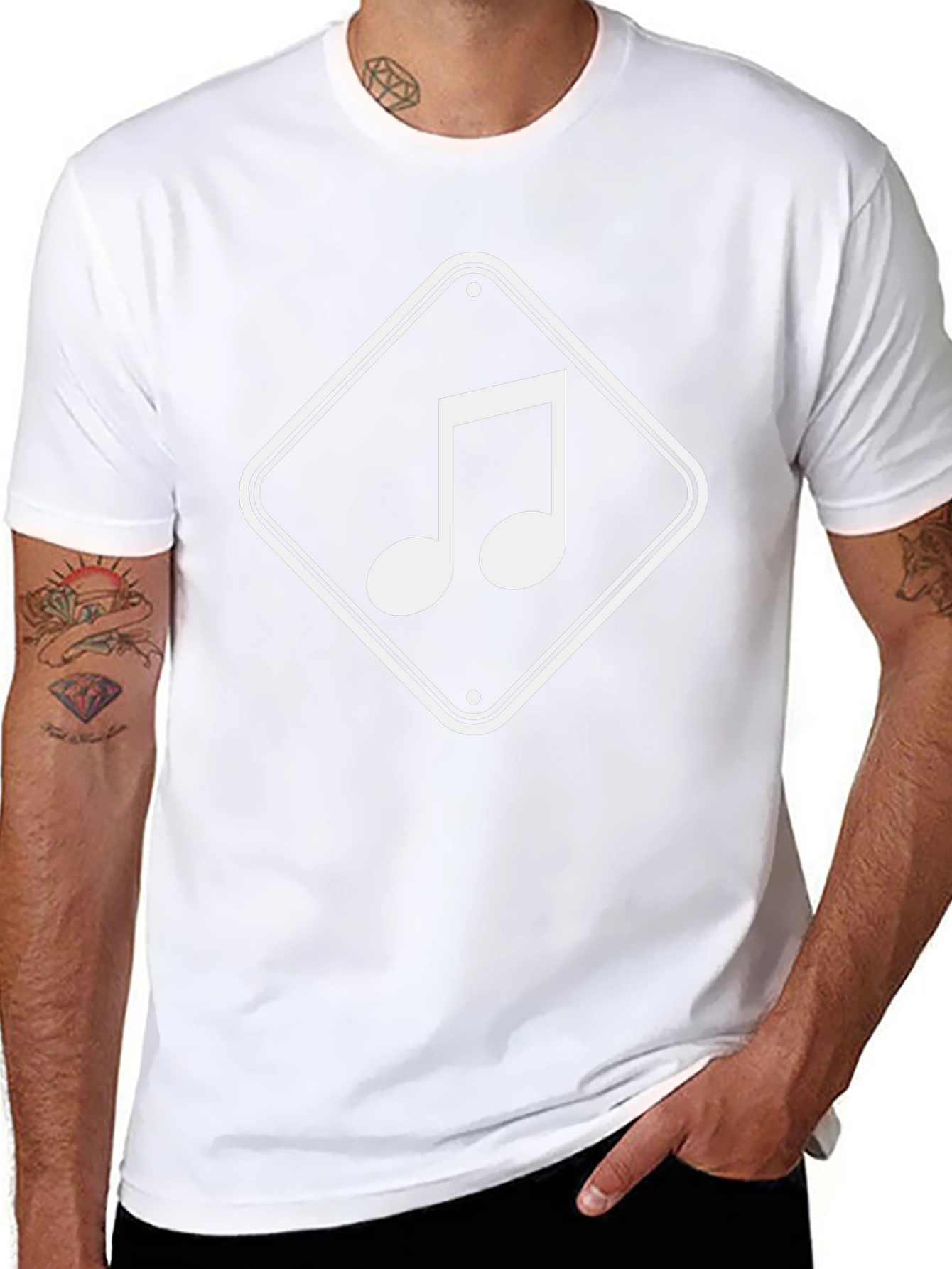 Musical Note Graphic Tee - Black Cotton T-Shirt