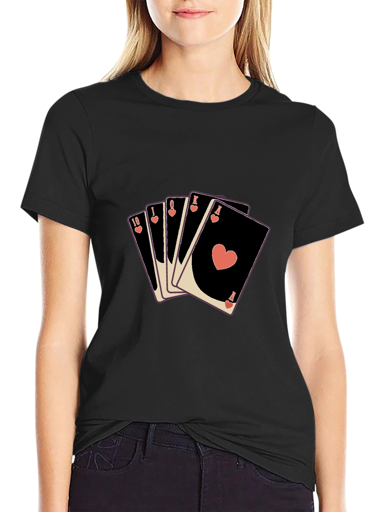 Playing Card T-Shirt: Heart Flush Design