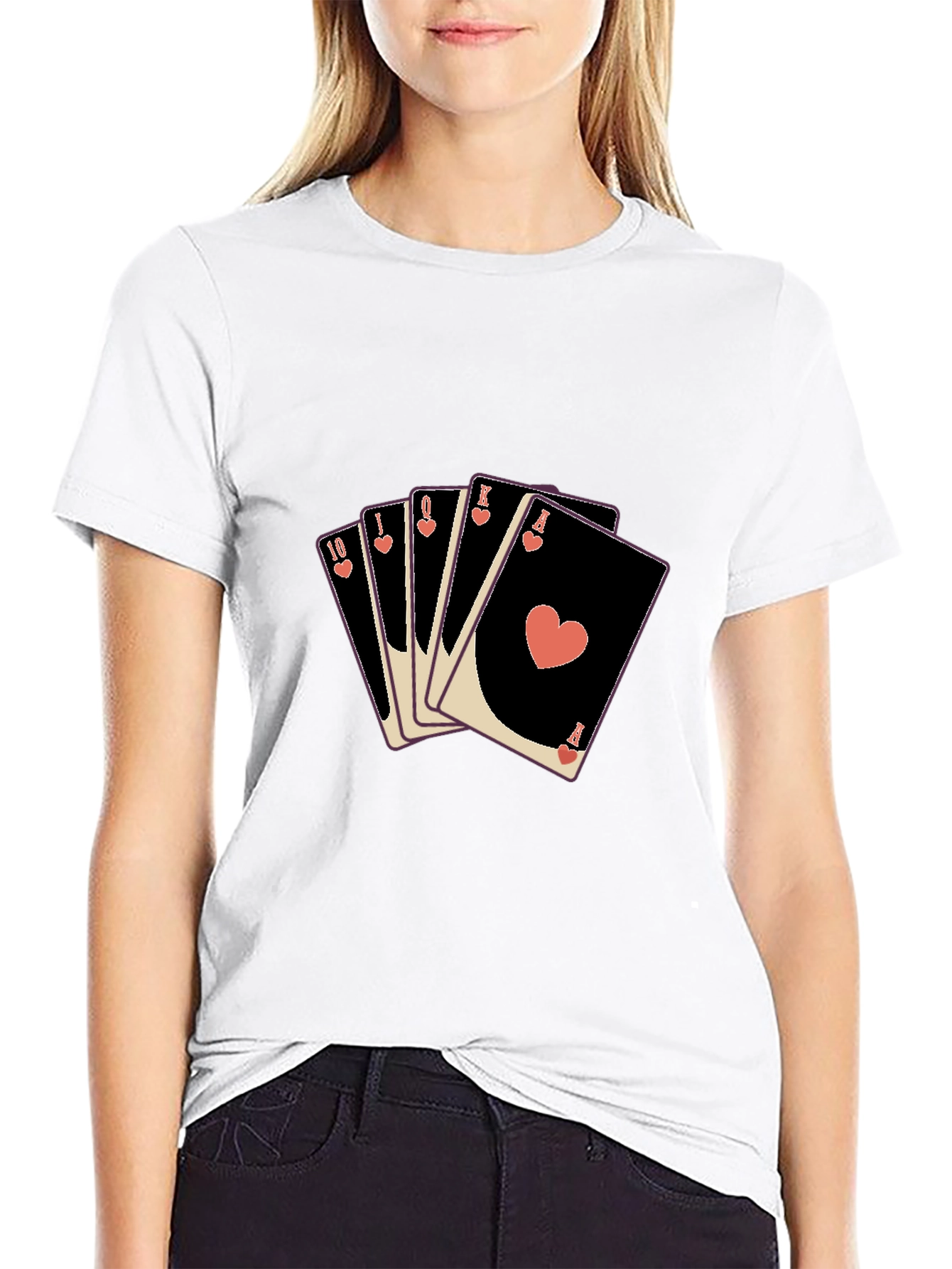 Playing Card T-Shirt: Heart Flush Design