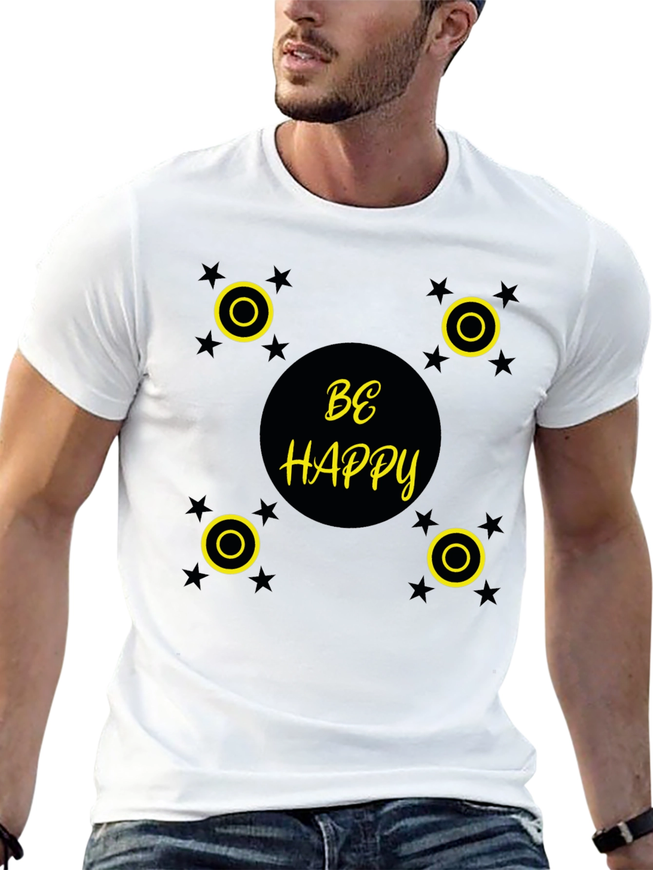 Be Happy Graphic Tee - Stylish Black T-Shirt