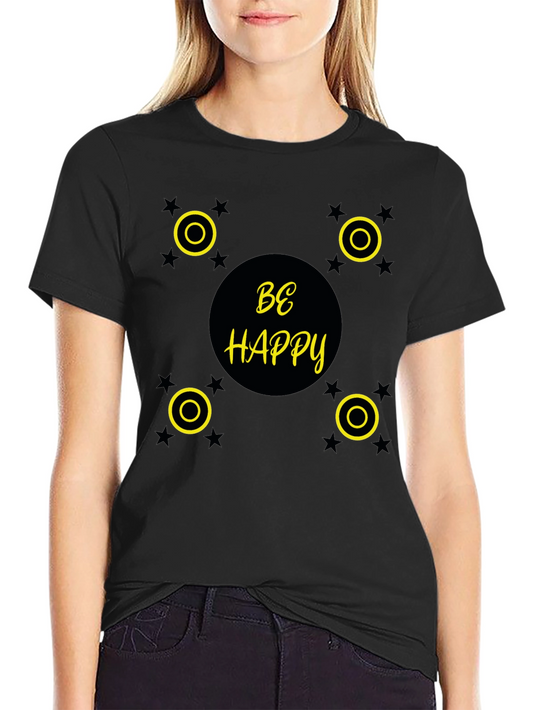 Be Happy Graphic Tee - Stylish Black T-Shirt