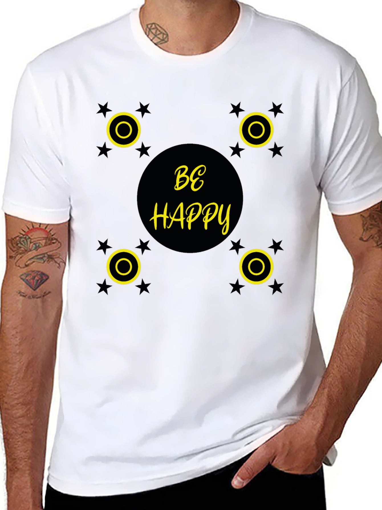 Be Happy Graphic Tee - Stylish Black T-Shirt