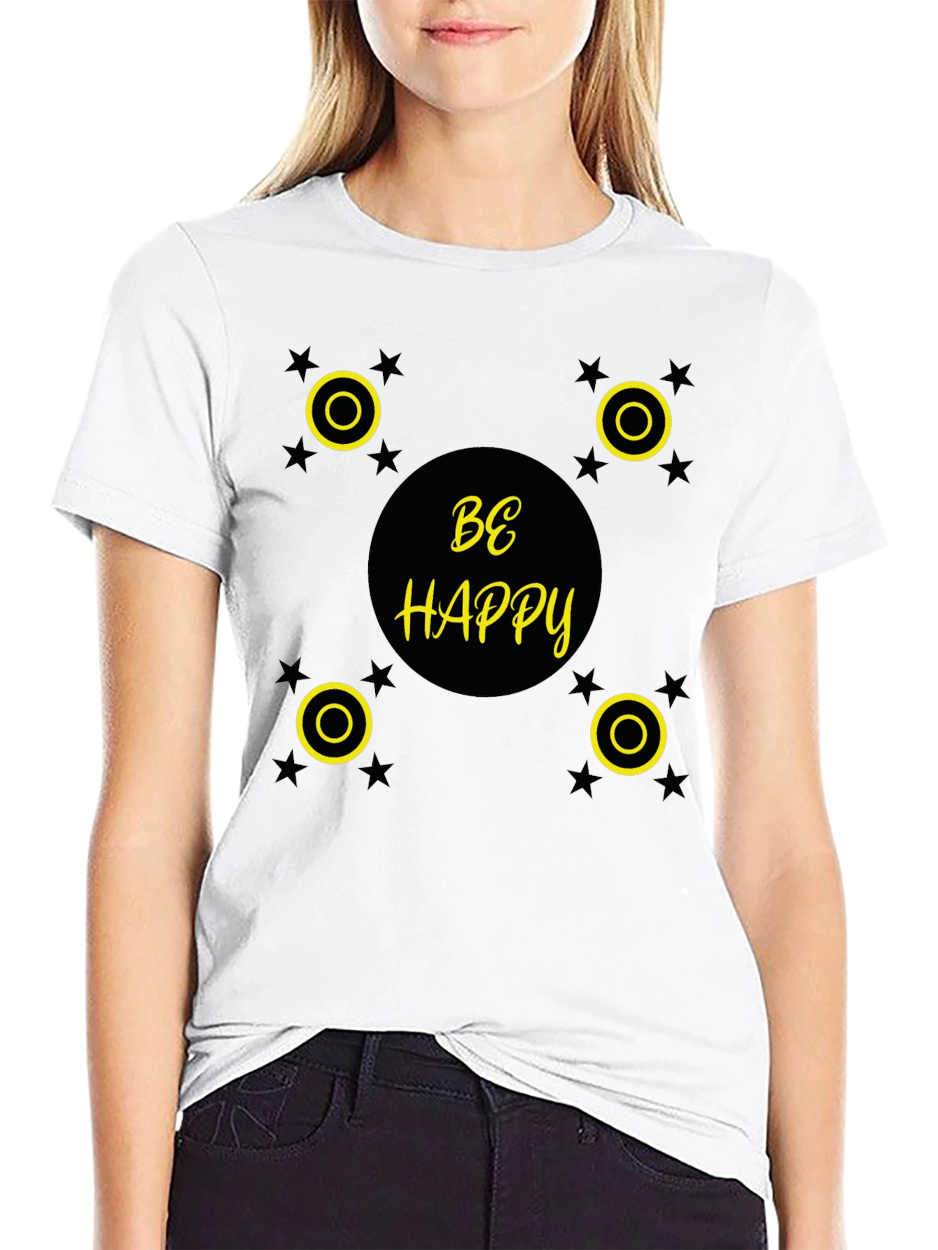 Be Happy Graphic Tee - Stylish Black T-Shirt